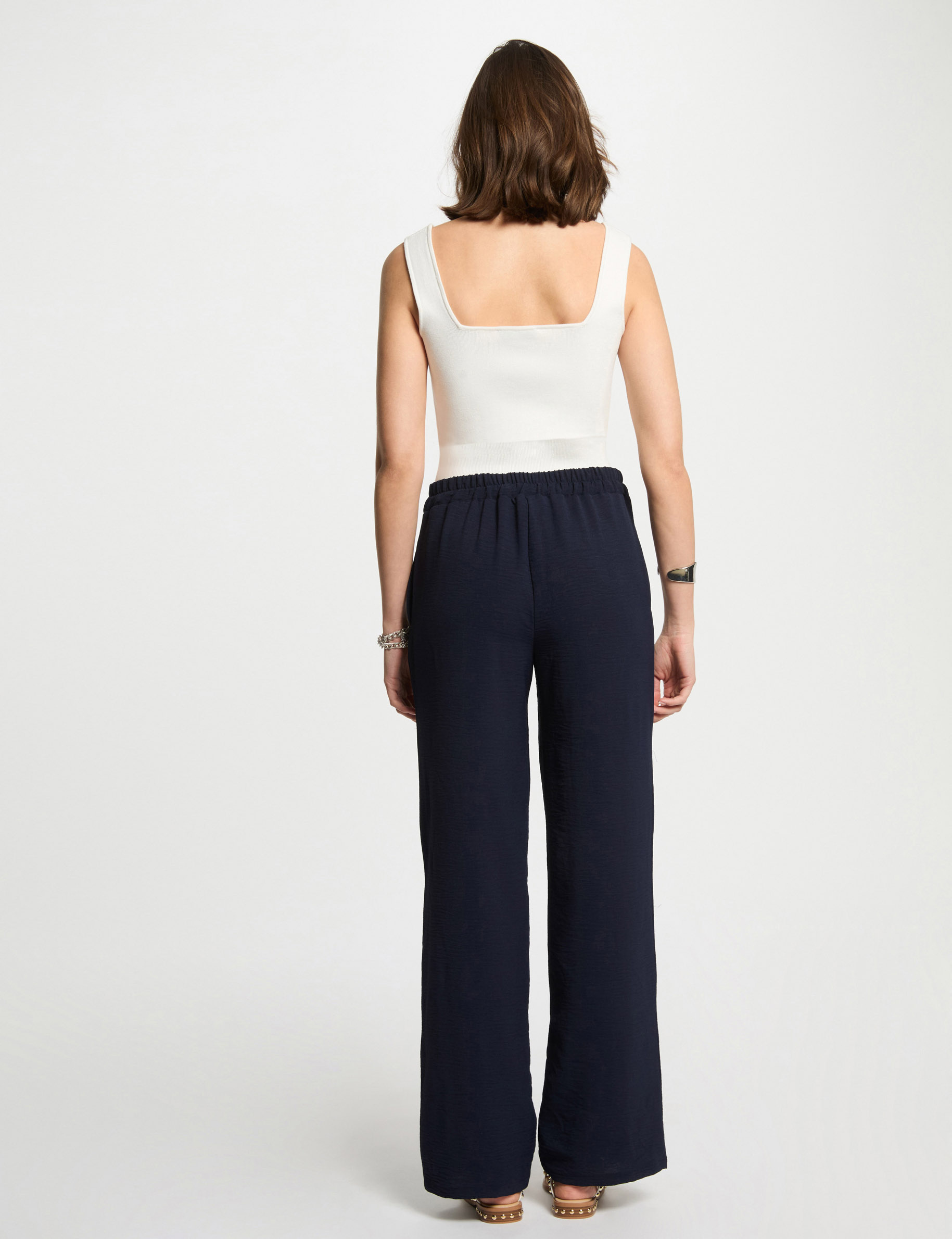 Fließende weite Hose marineblau damen