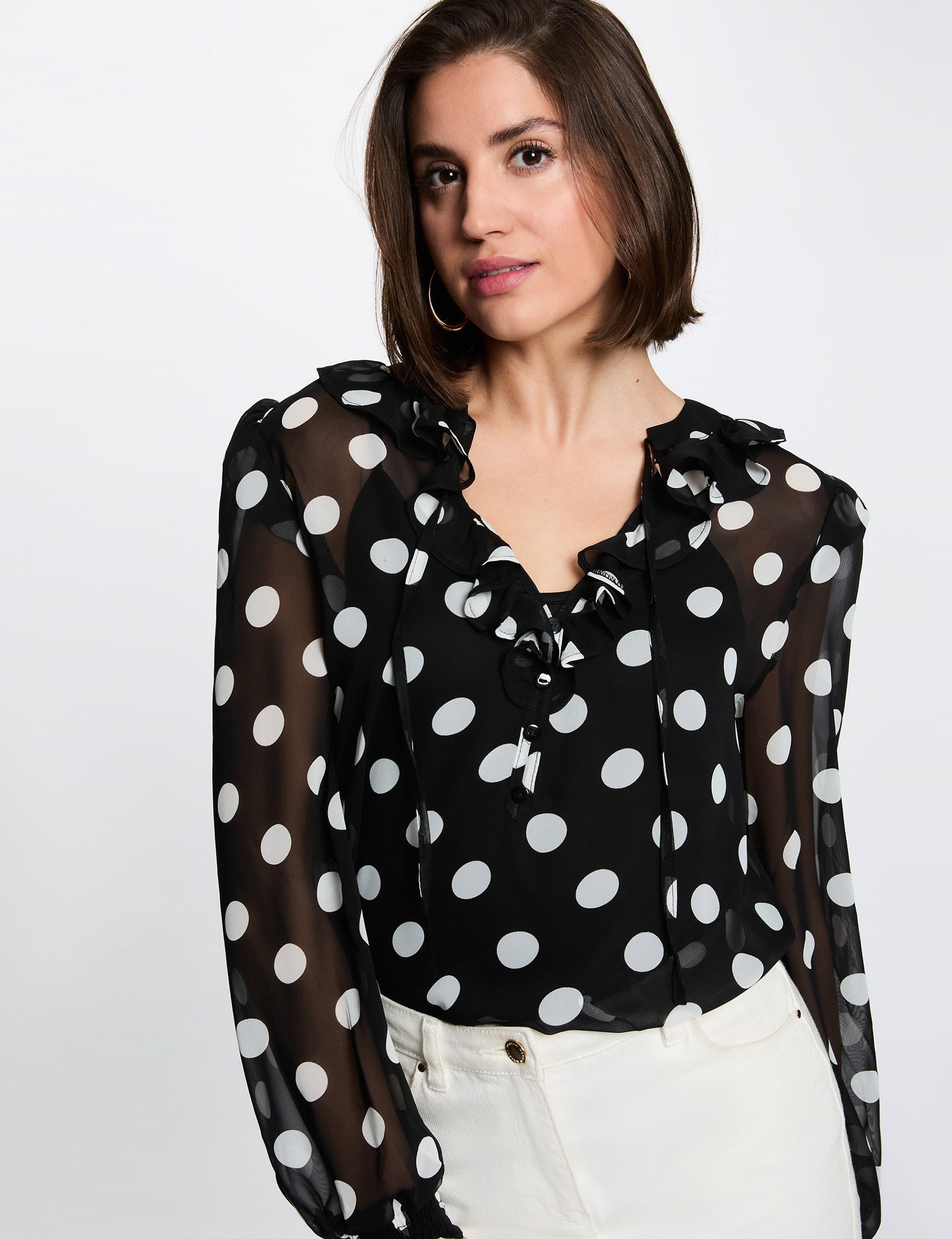 Chemisier voile col lavalli&egrave;re multicolore femme