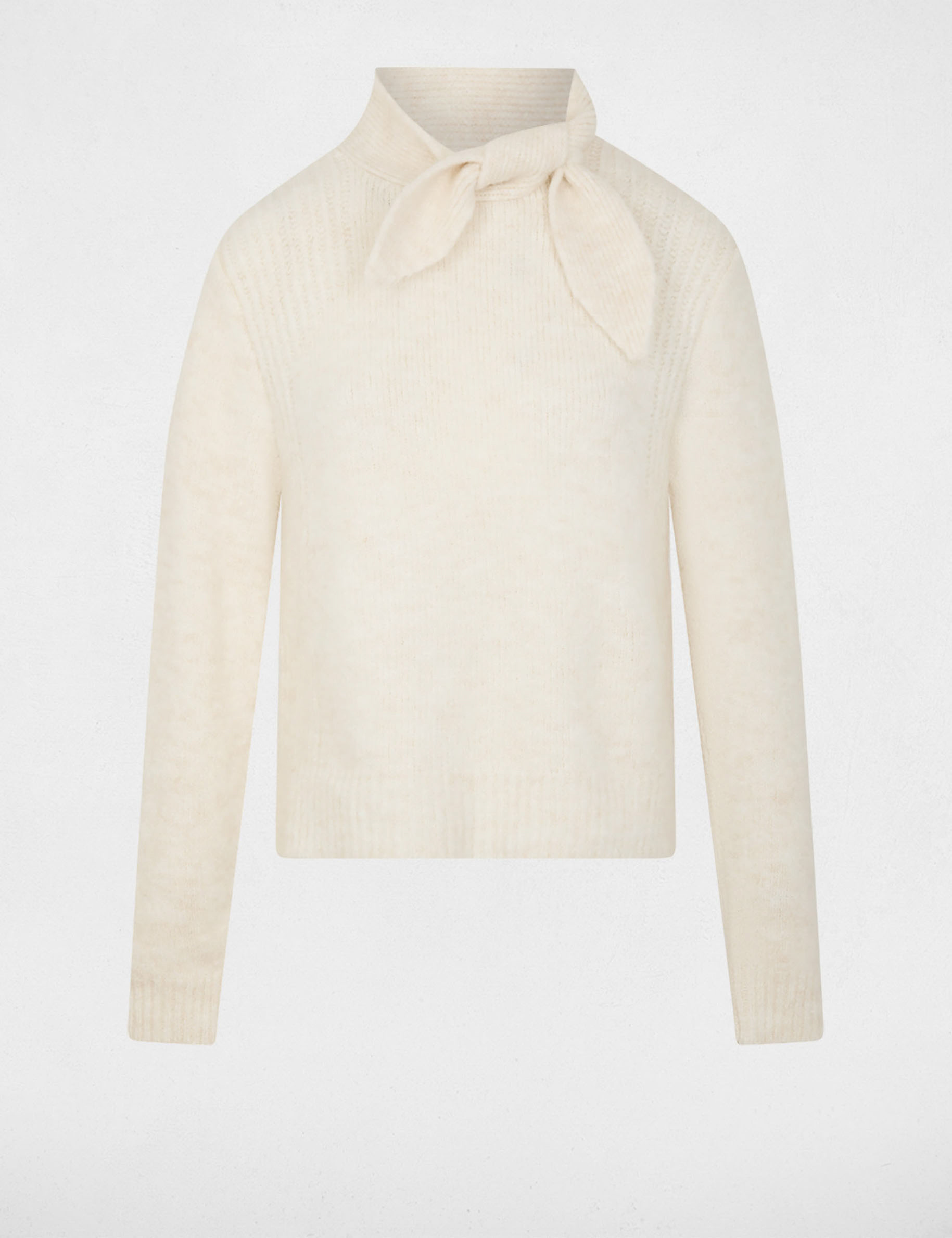 Pull col montant ivoire femme
