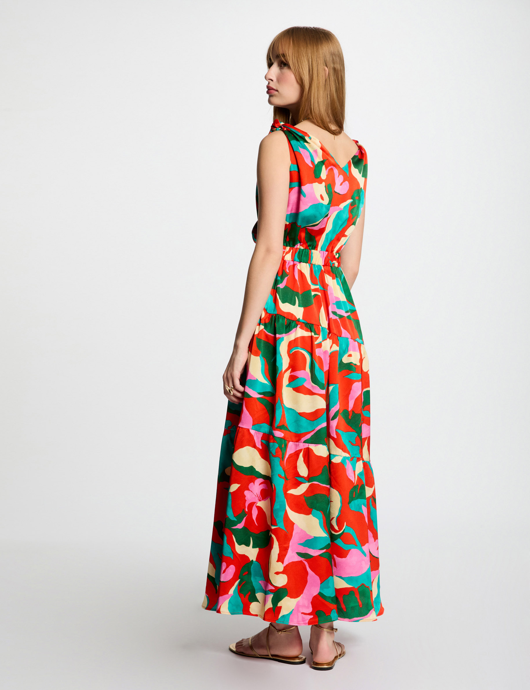 robe longue droite imprimee multicolore femme Robe longue droite imprimée multicolore femme