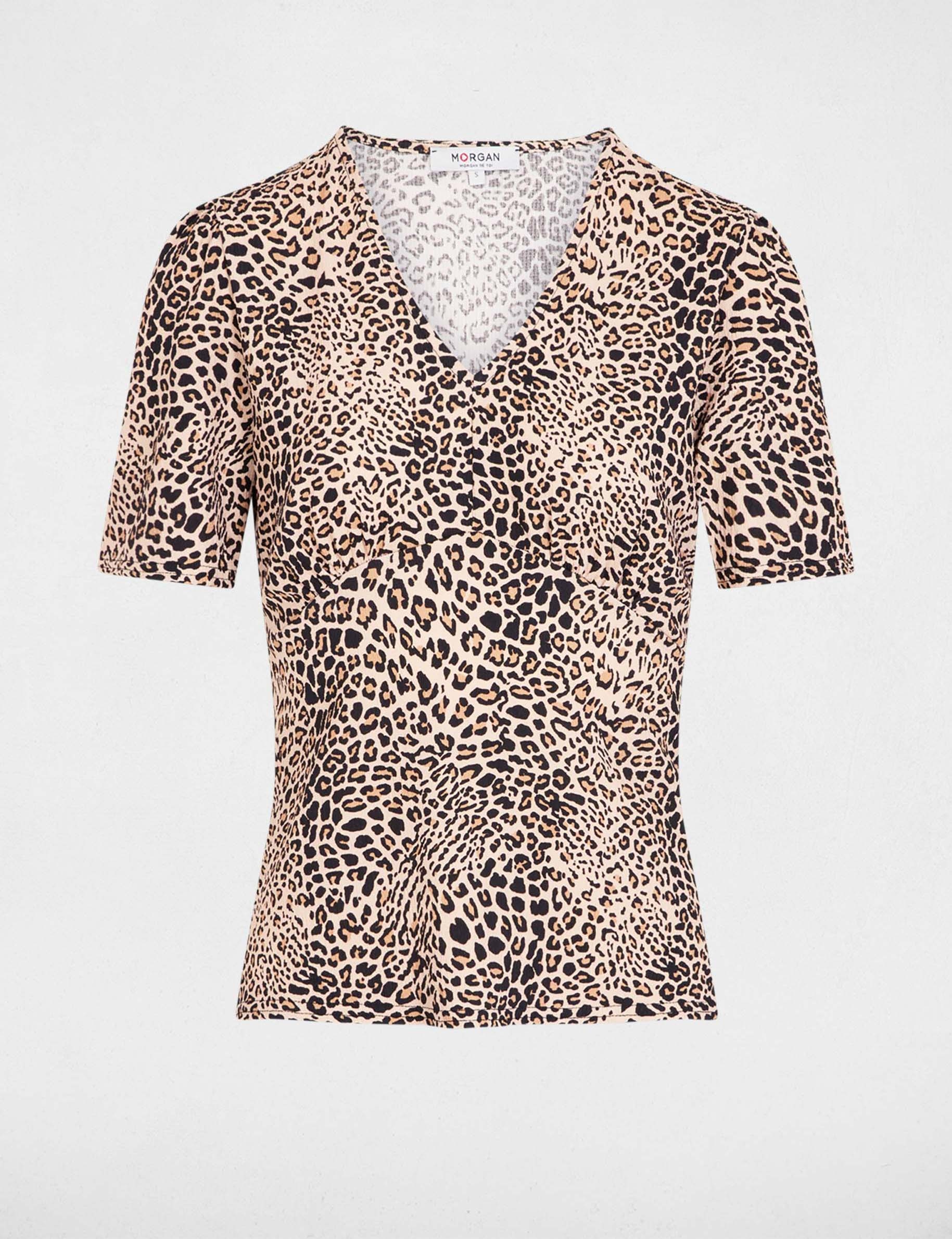 Tailliertes T-Shirt mit V-Ausschnitt mehrfarbig damen