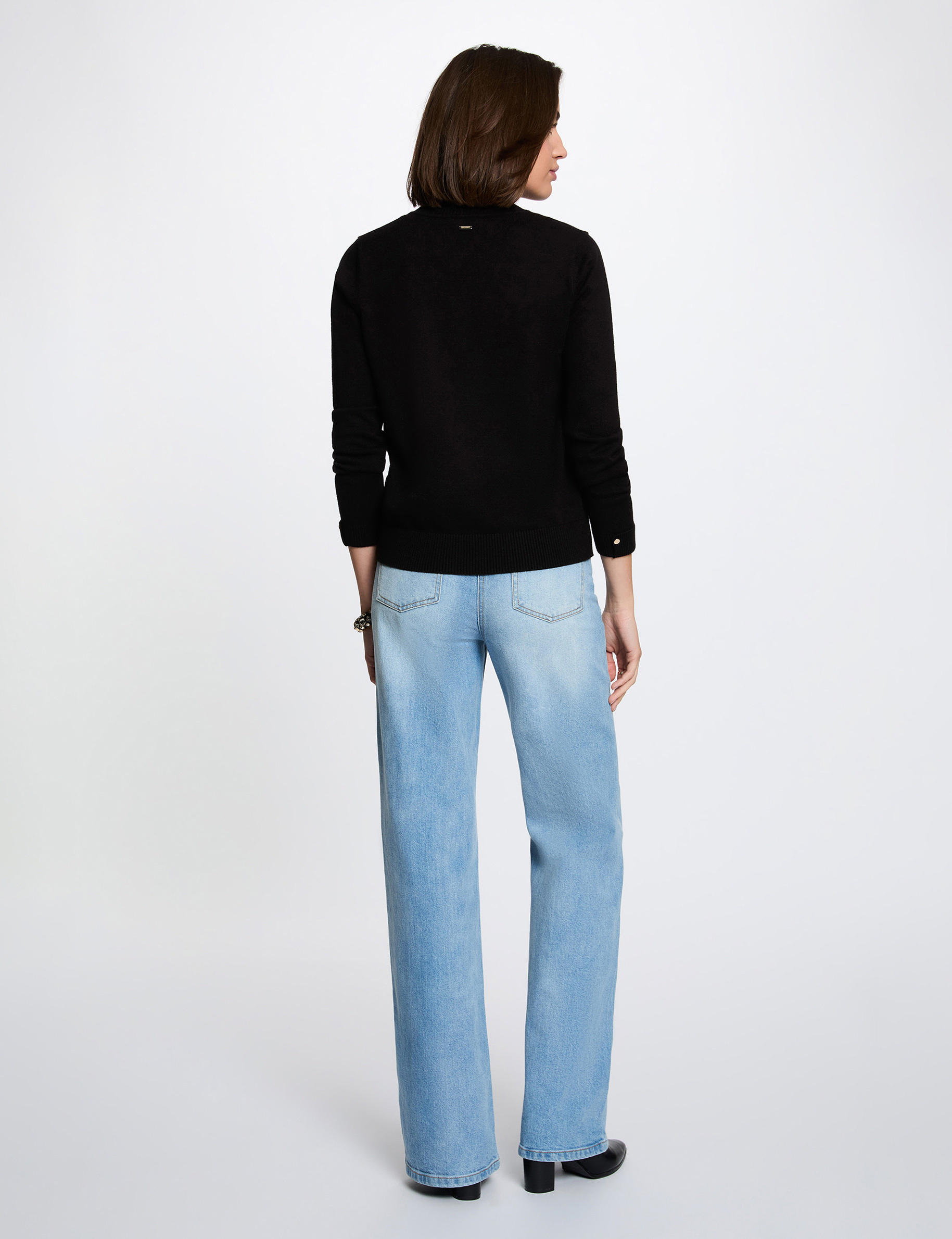 Pullover mit Rundhalsausschnitt schwarz damen