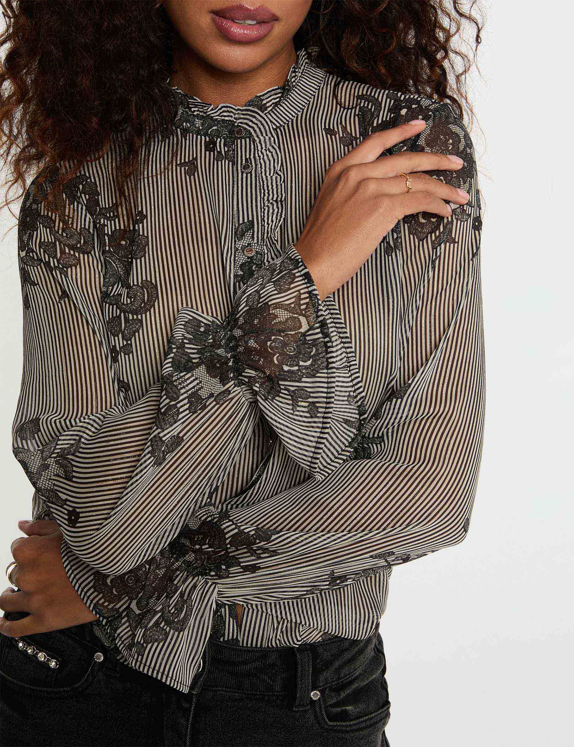 Bedrucktes Hemd mit Stehkragen mehrfarbig damen