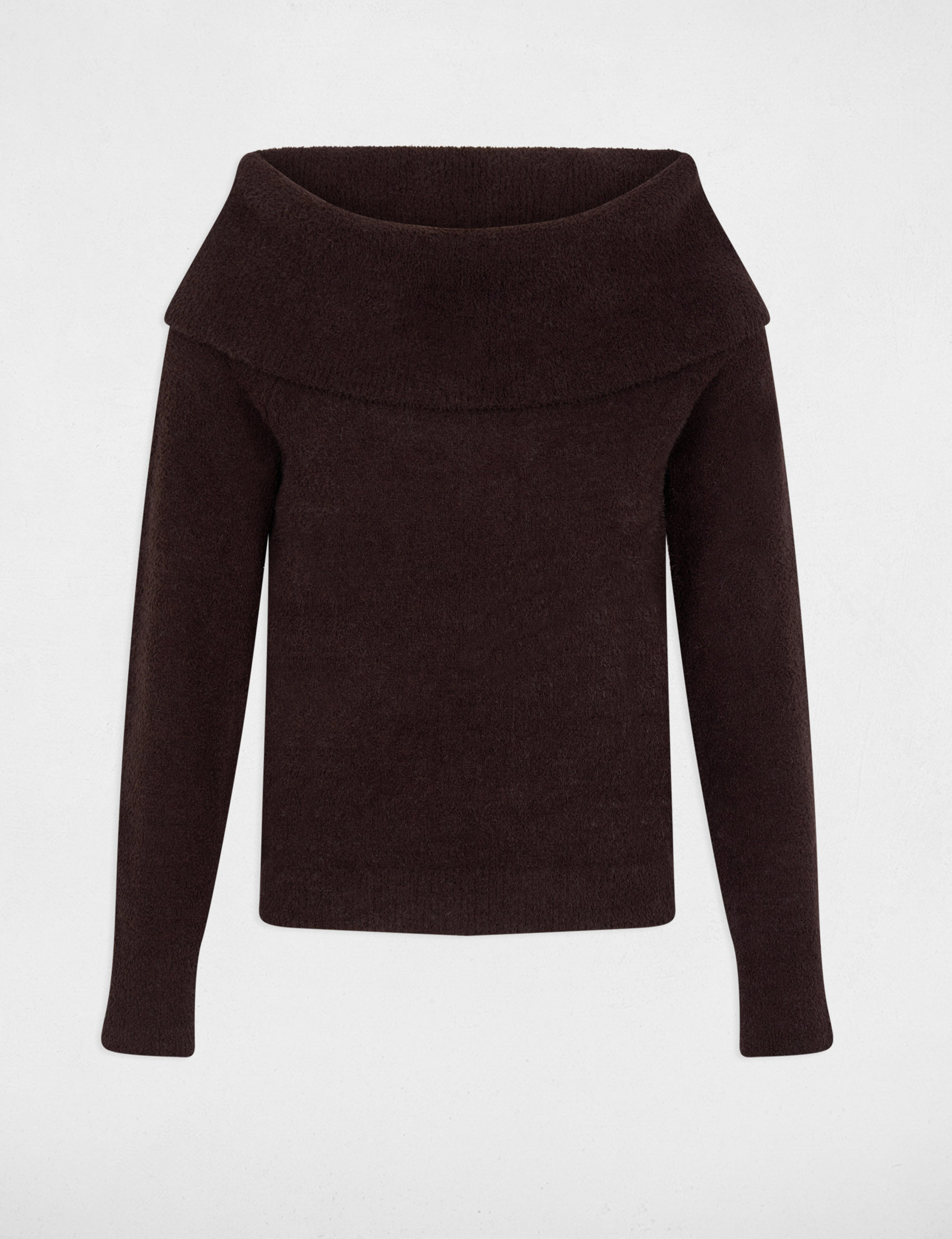 Off-Shoulder-Pullover dunkelbraun damen