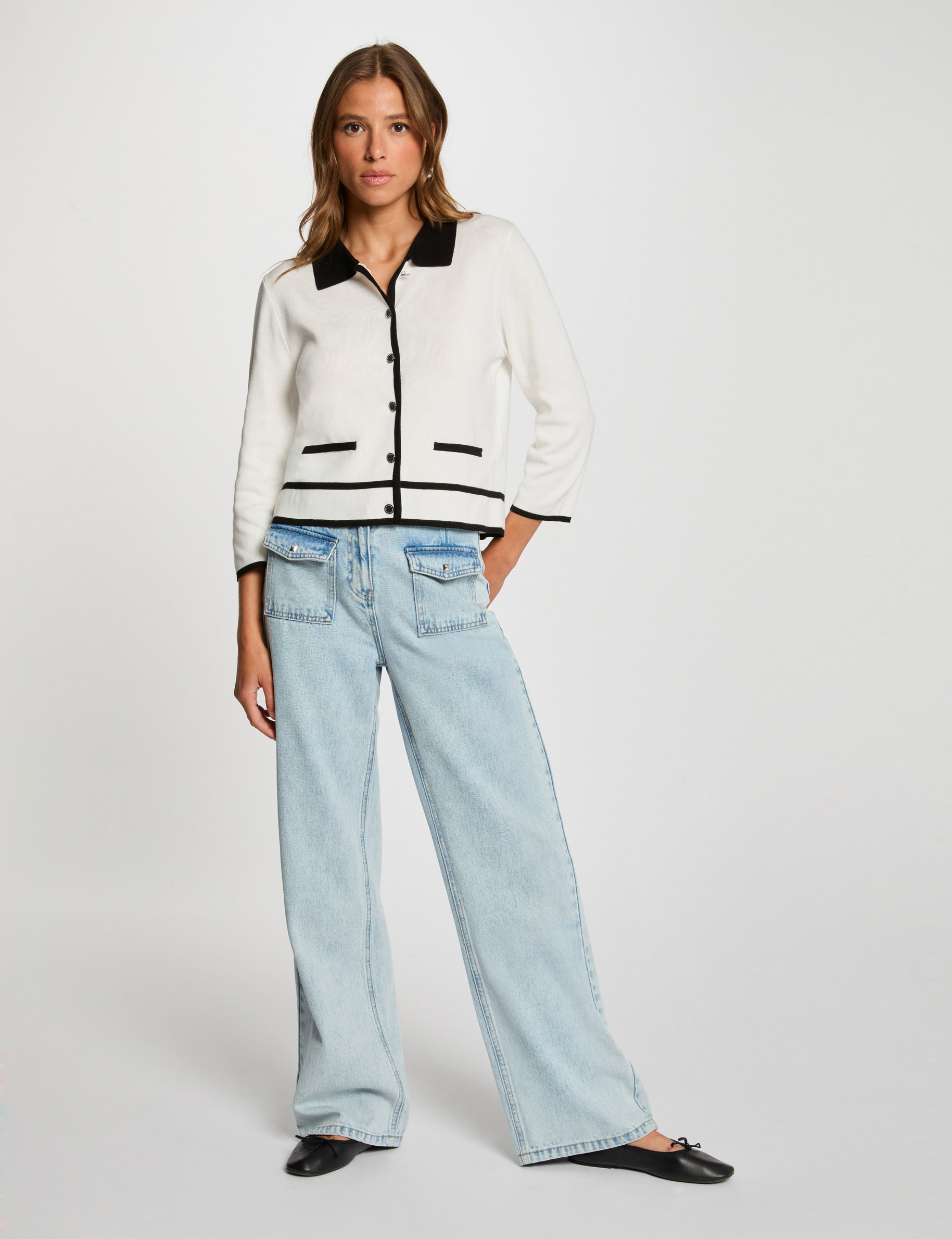 Gilet manches 3/4 blanc femme