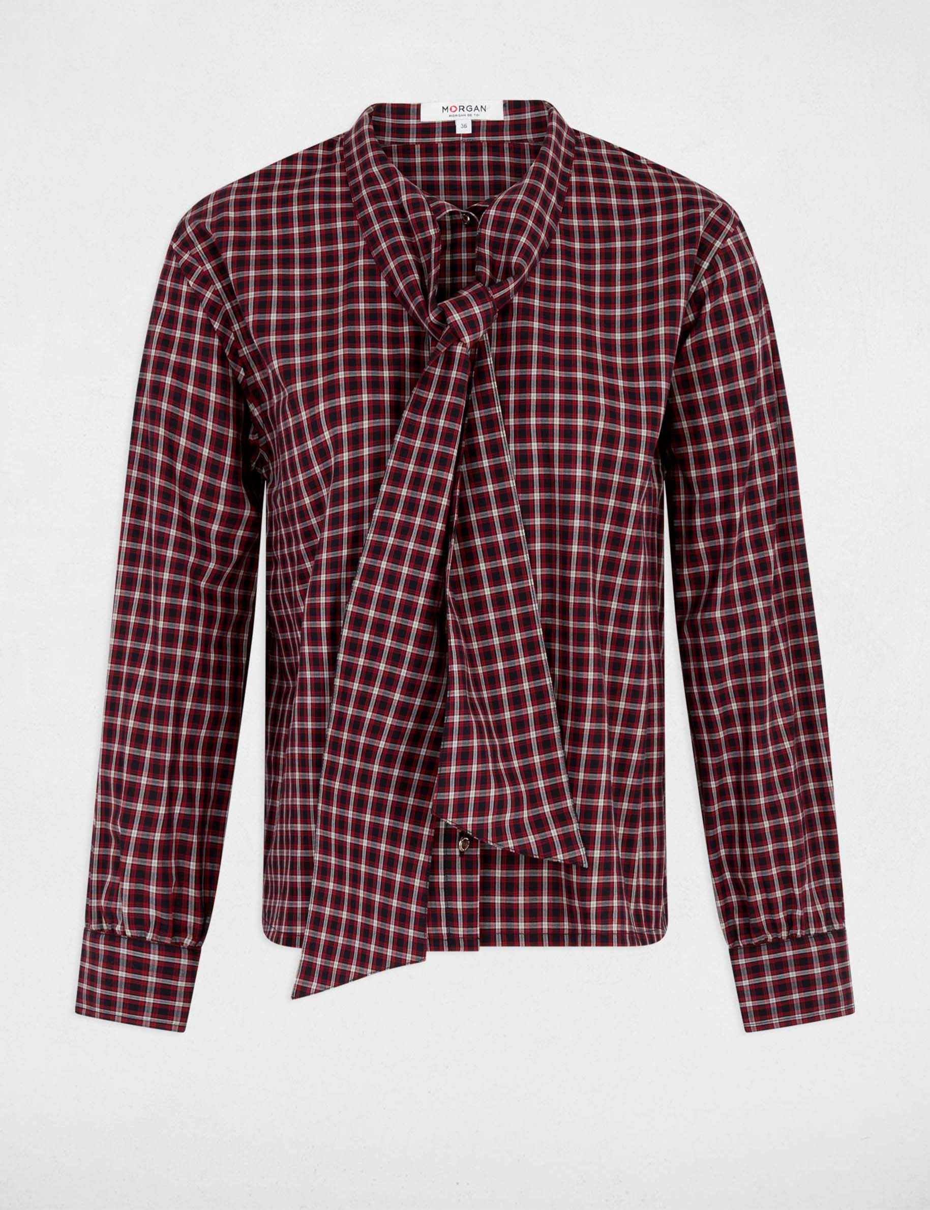 Chemise col lavalli&egrave;re multicolore femme