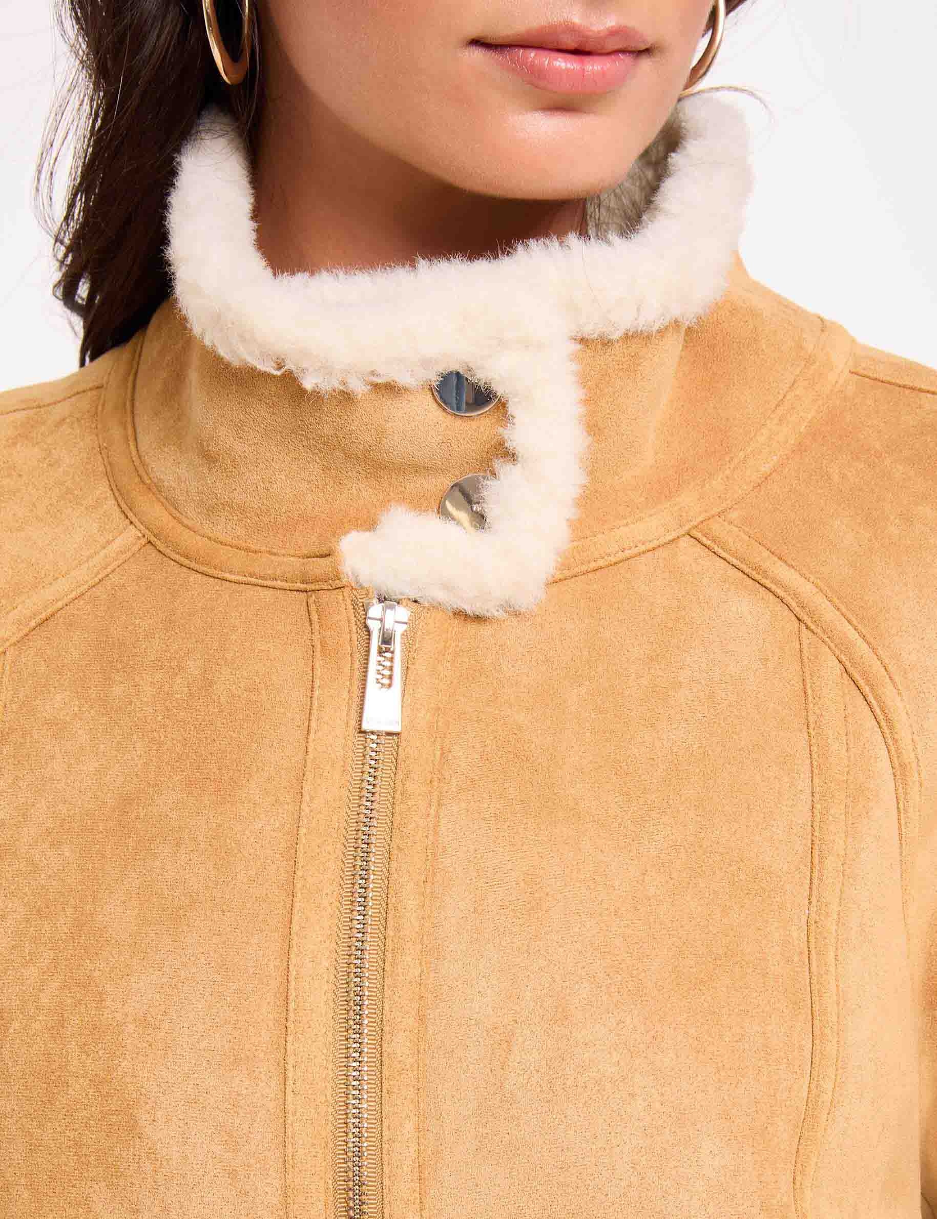 Wildlederjacke mit Stehkragen kamel damen