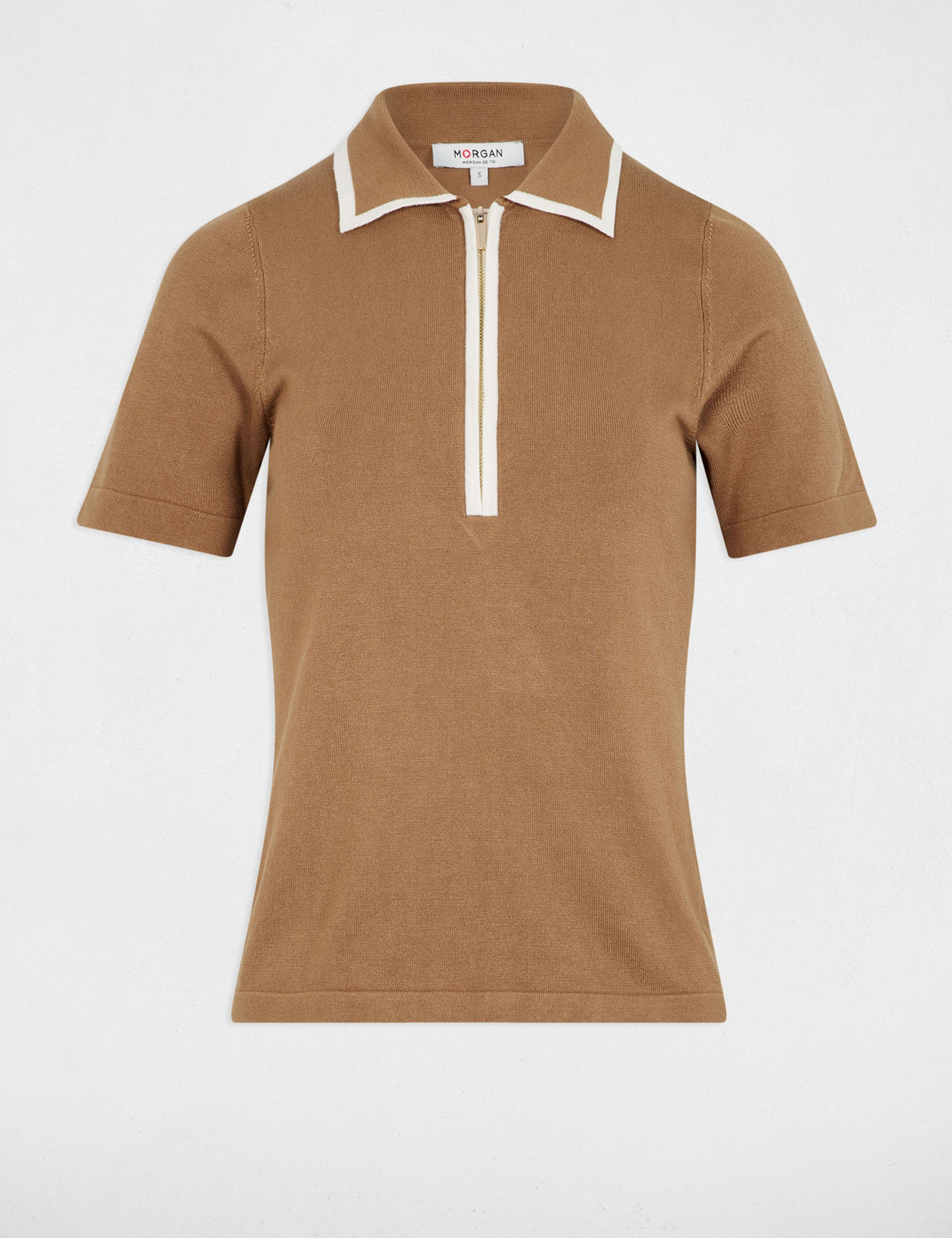 poloshirt mit reiverschluss sandfarben damen Poloshirt mit Reißverschluss sandfarben damen