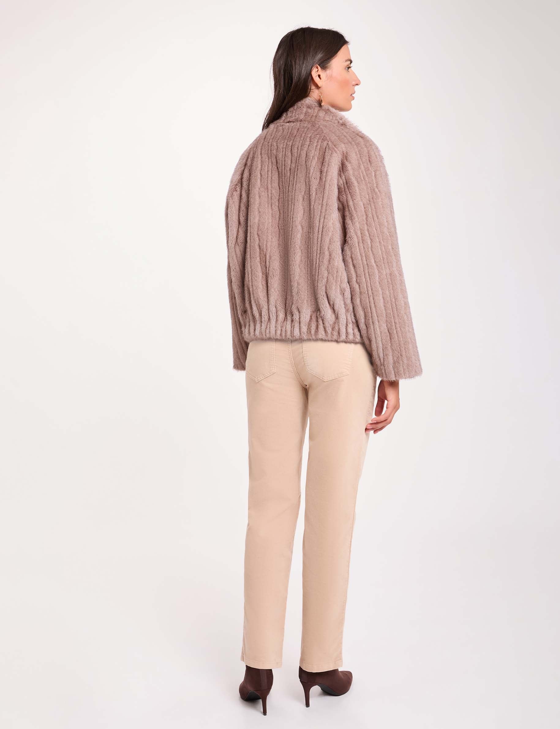 Kurzmantel aus Kunstfell beige damen