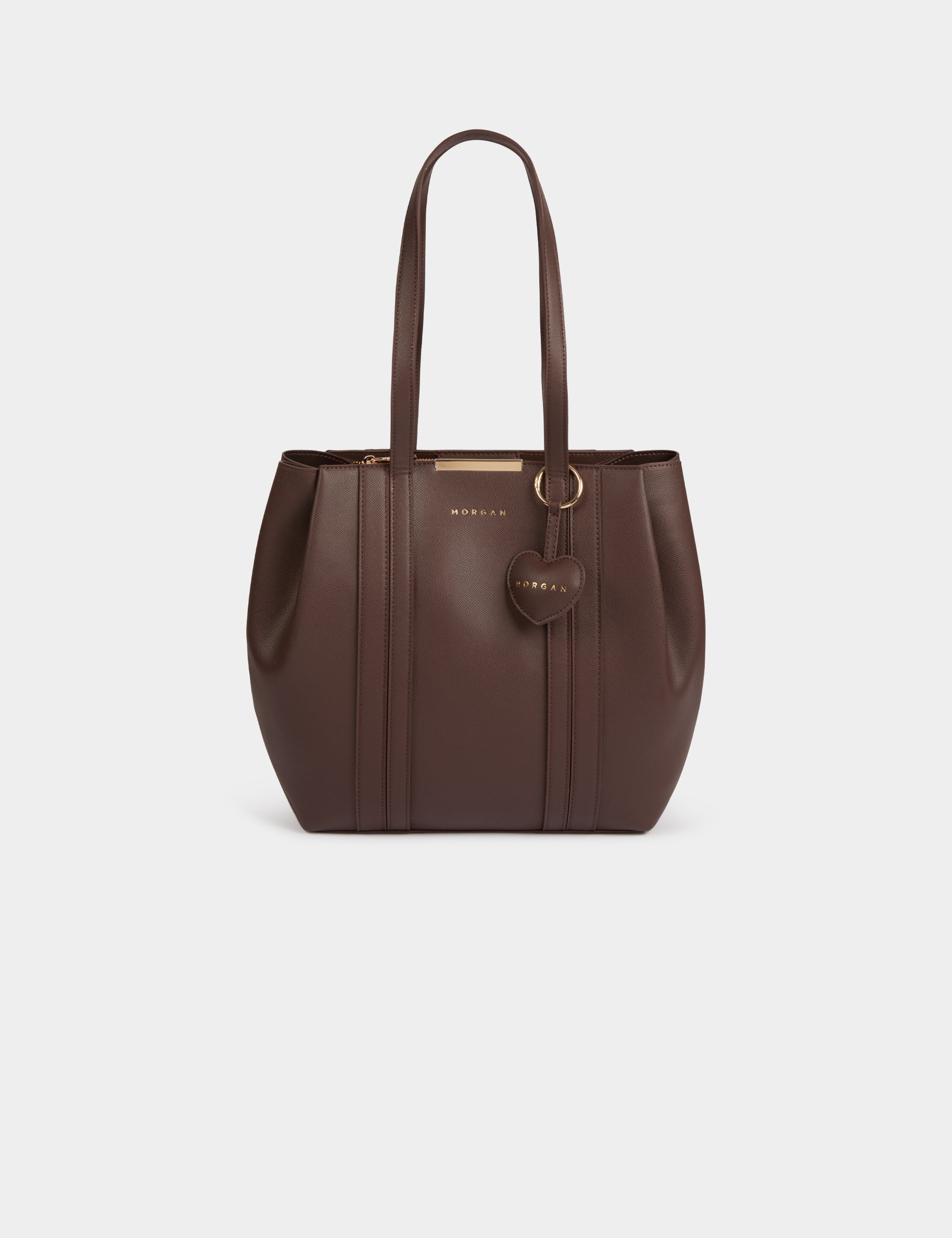 Sac cabas similicuir marron fonc&eacute; femme
