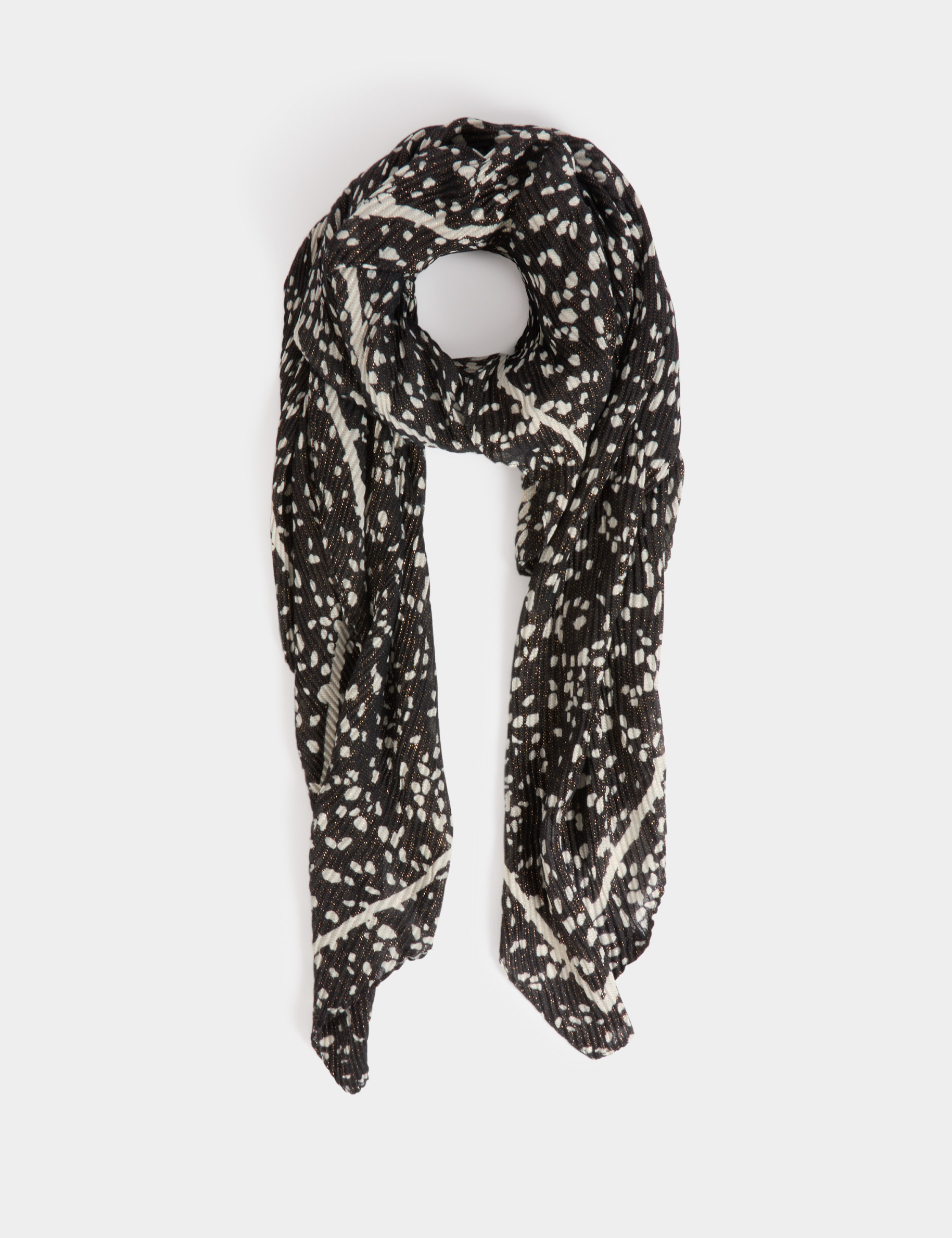 foulard plisse a pois noir femme schwarz damen
