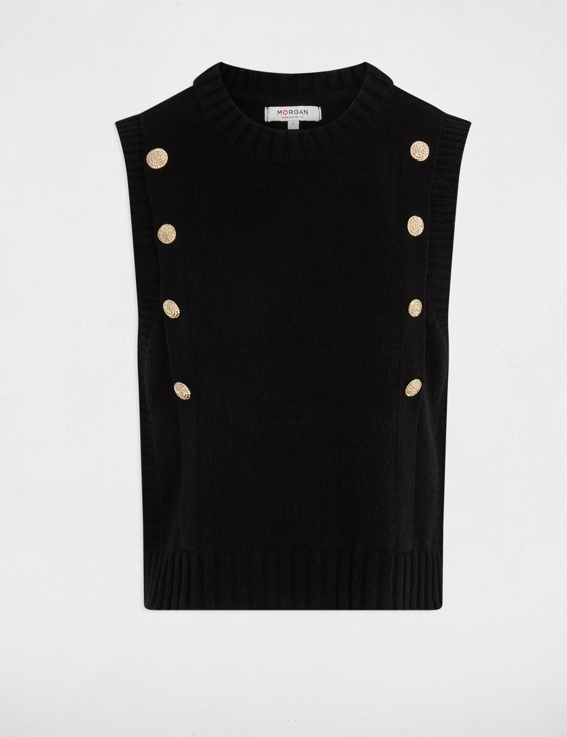 Pull sans manches noir femme