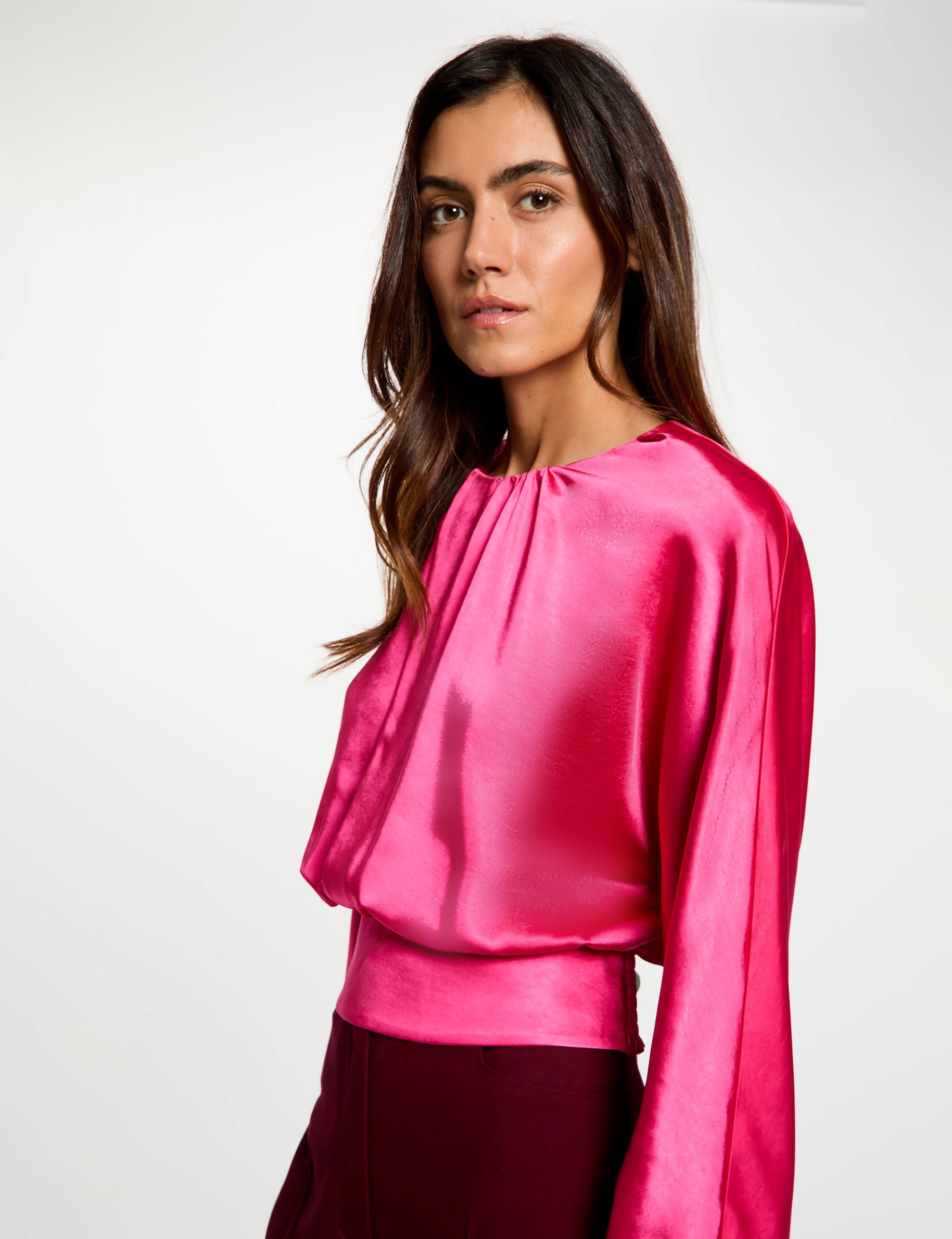 Satiniert Bluse mit langen &Auml;rmeln damen