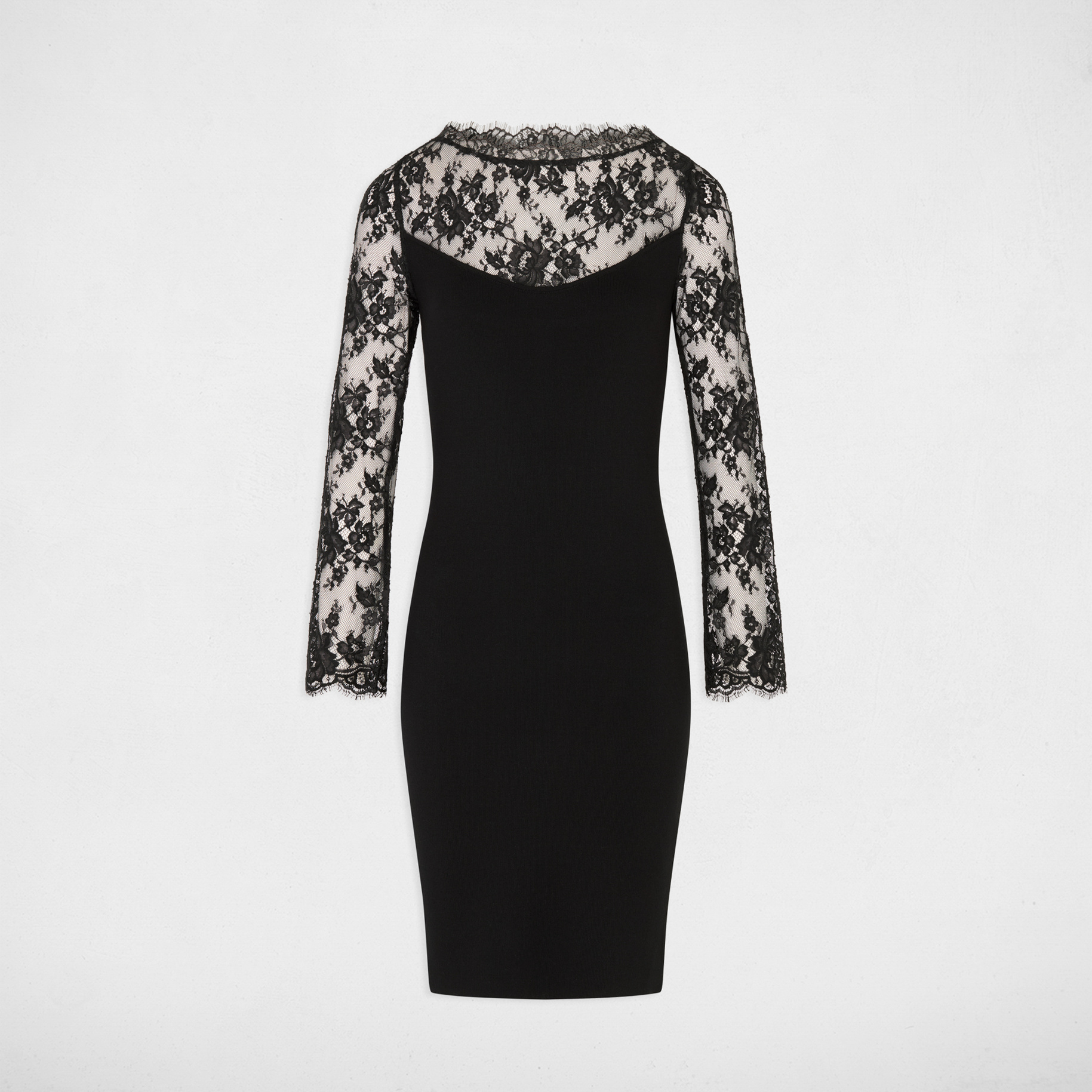 Strickkleid mit Spitze schwarz damen