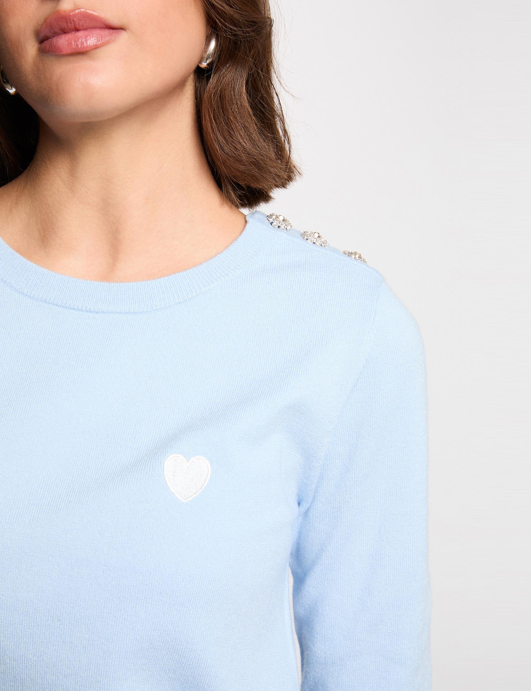 Pullover mit Rundhalsausschnitt himmelblau damen