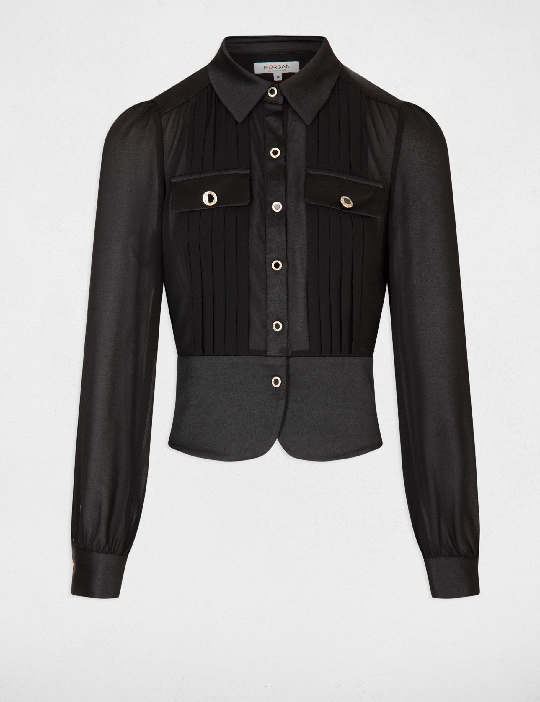 bluse mit langen armeln und falten schwarz damen Bluse mit langen Ärmeln und Falten schwarz damen