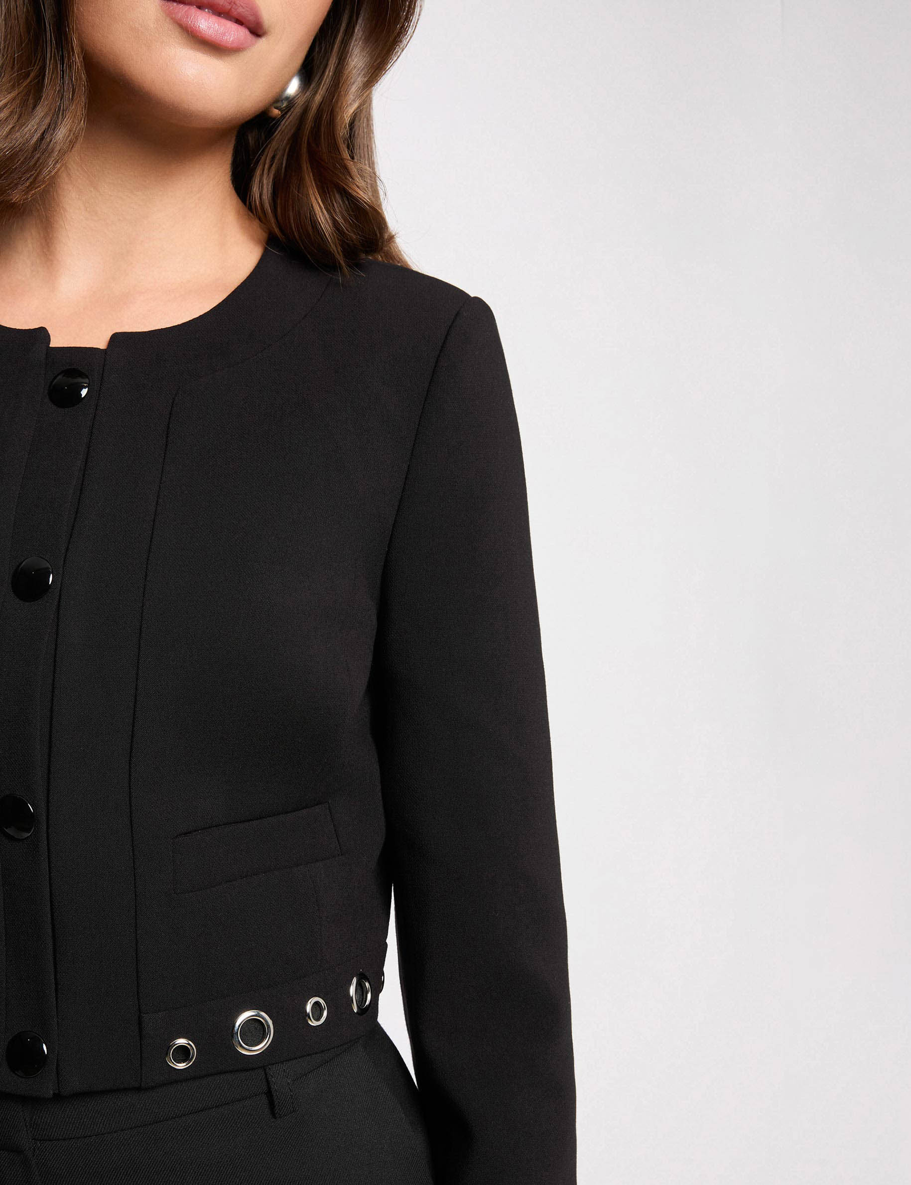Veste droite sans manches noir femme