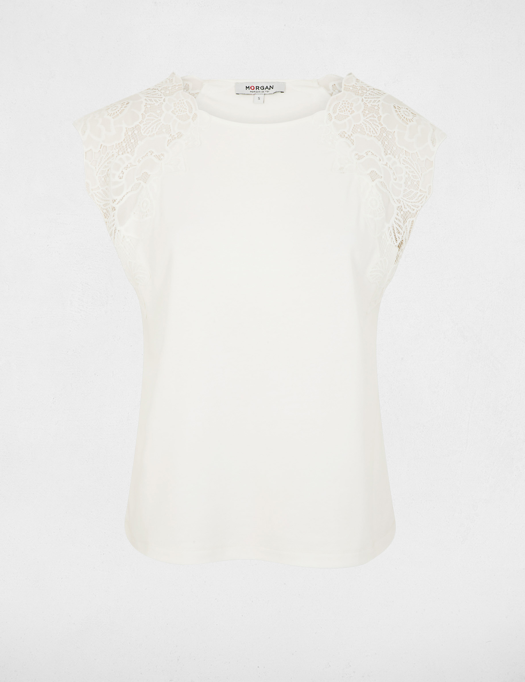 &Auml;rmelloses Spitzen-Top weiss damen