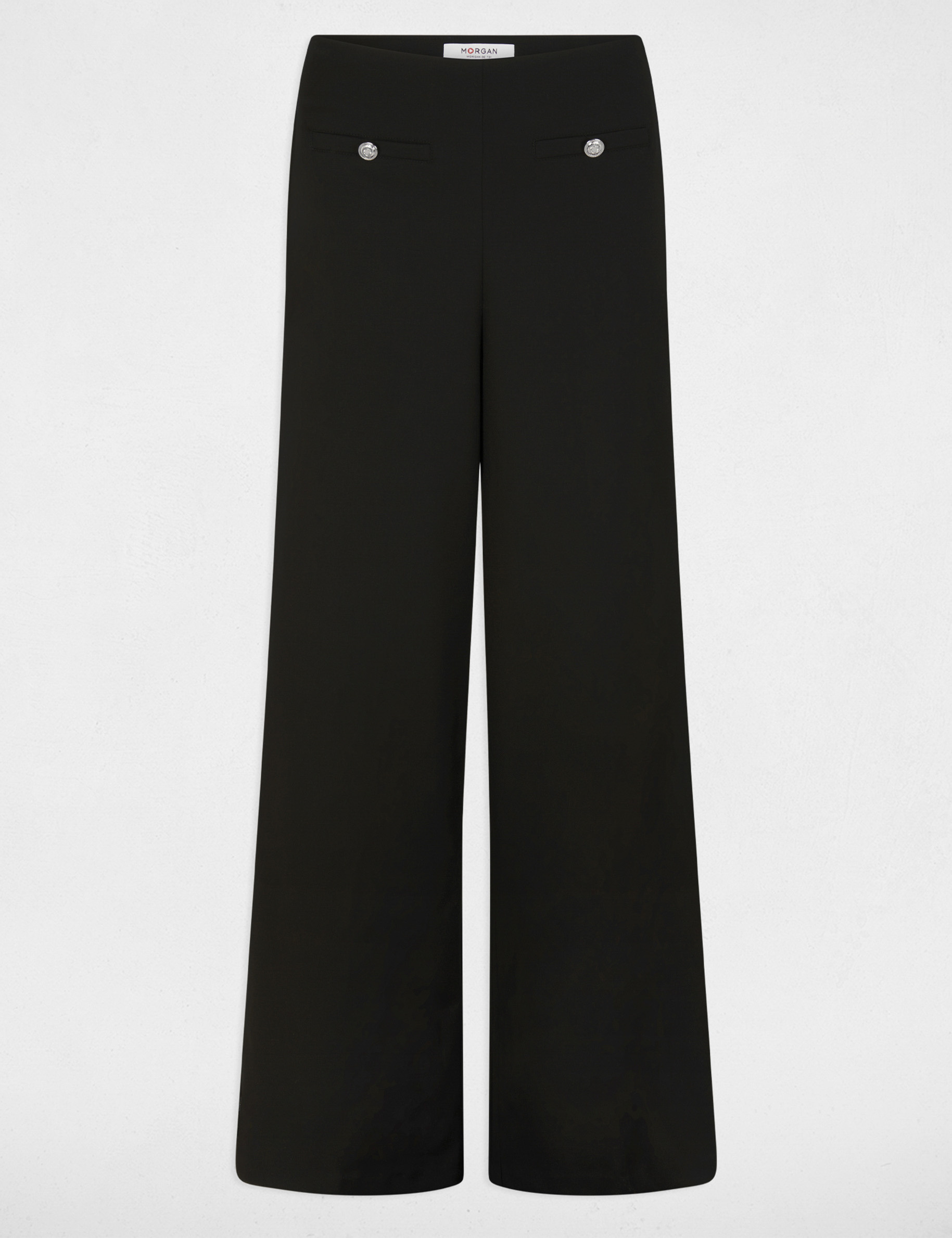 Pantalon large taille haute noir femme