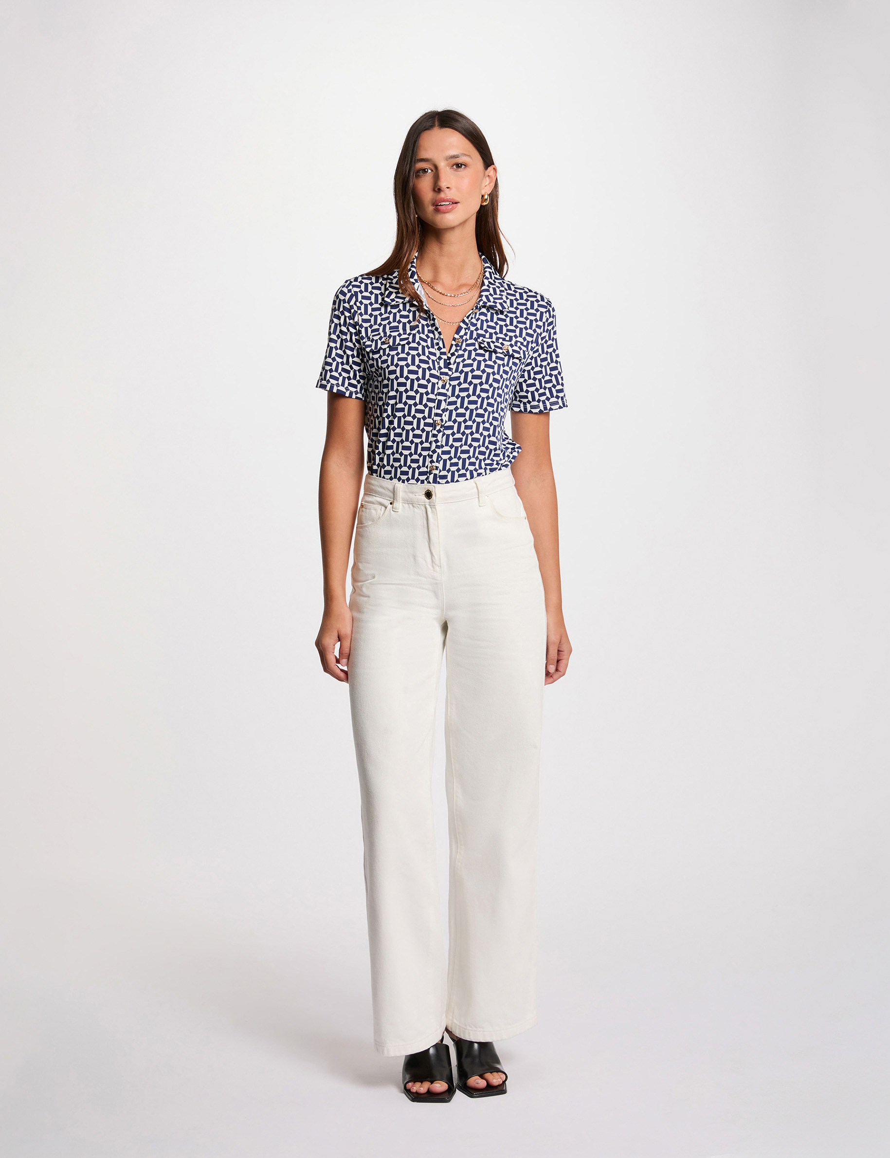 Blouse manches courtes blanc femme