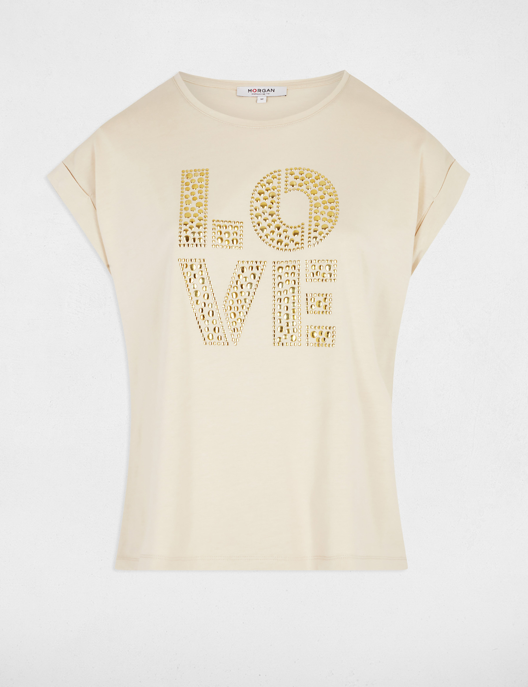 t shirt a inscription beige femme T-shirt à inscription beige femme