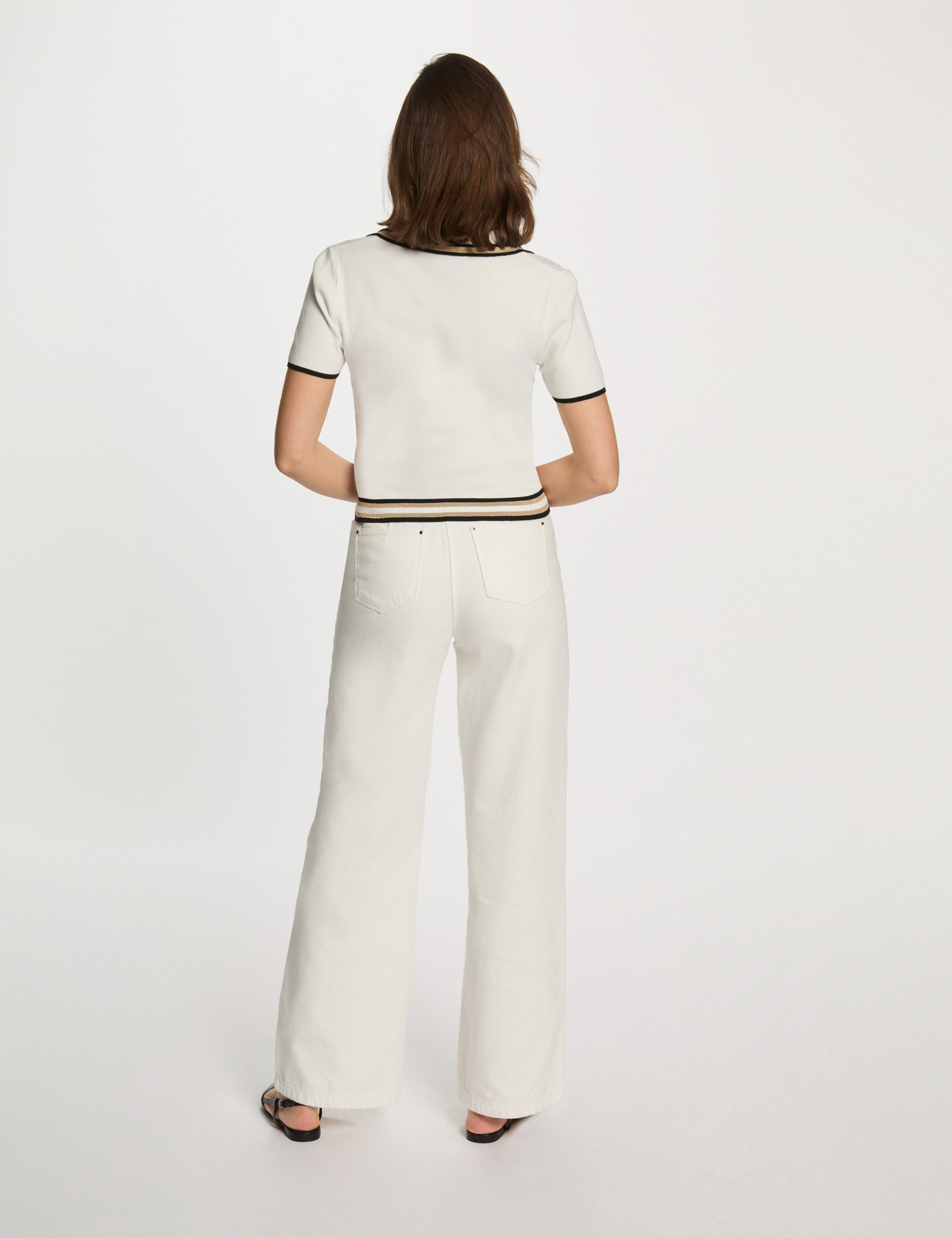 pull col polo manches courtes blanc femme Pull col polo manches courtes blanc femme
