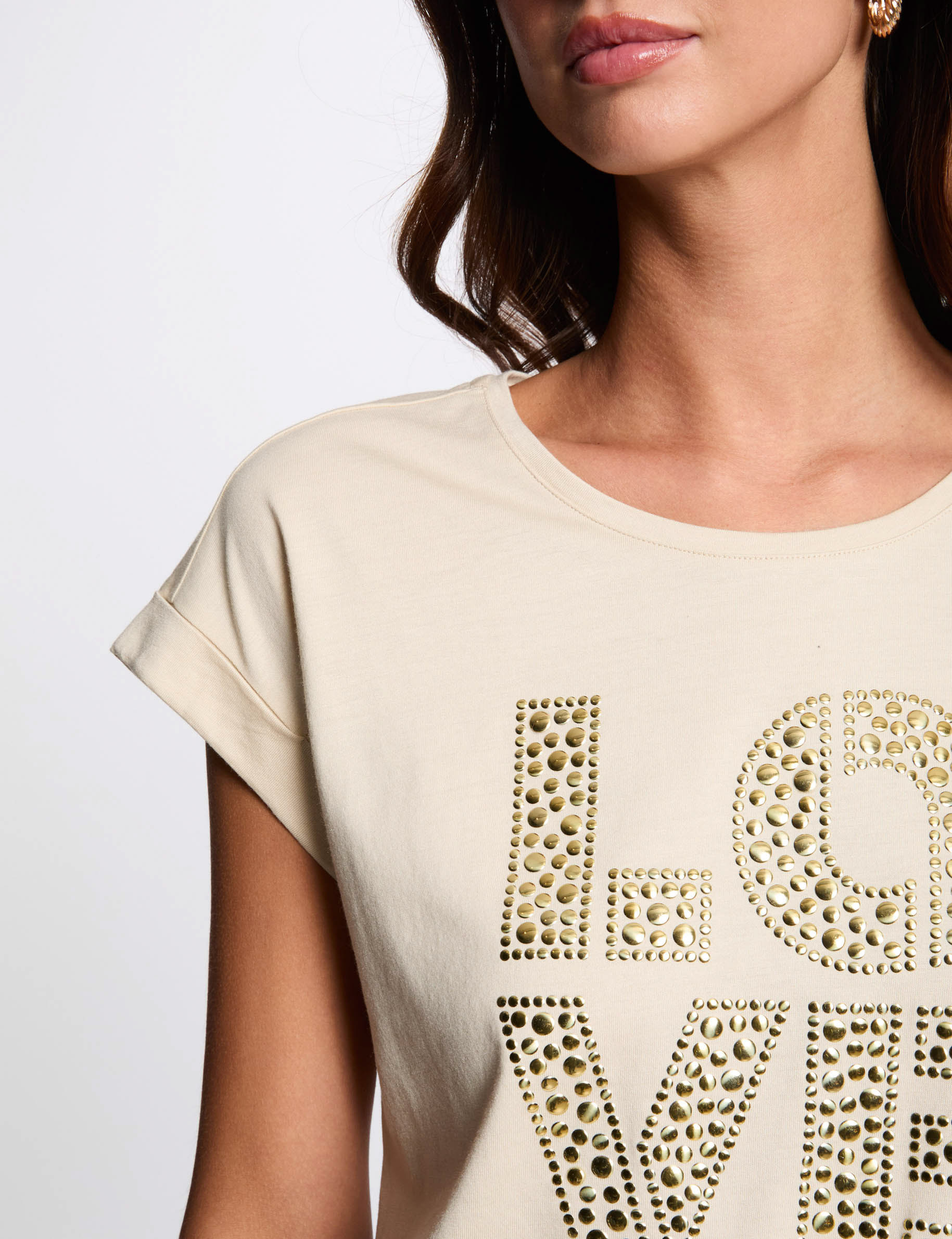 t shirt a inscription beige femme T-shirt à inscription beige femme