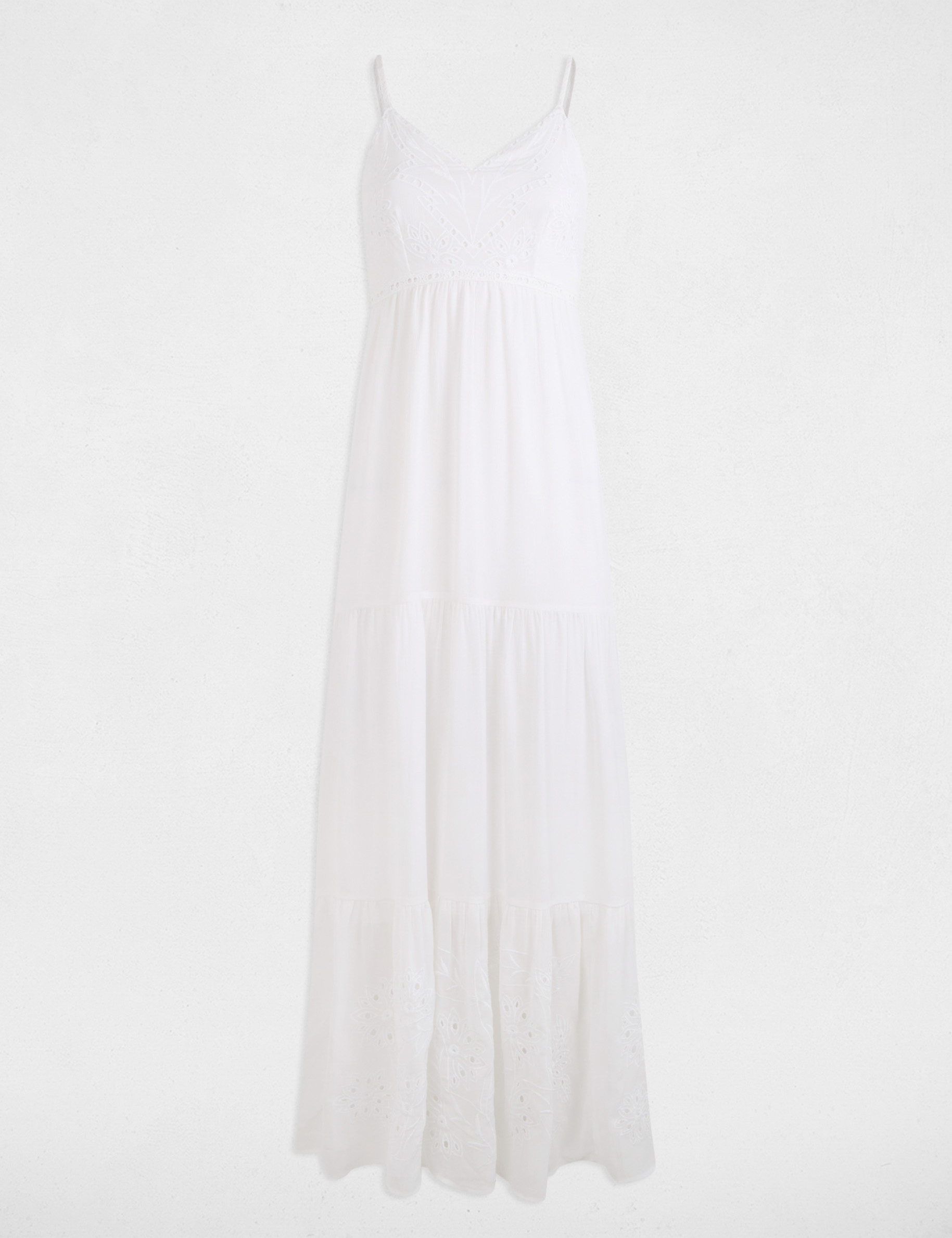 robe longue fluide broderie blanc femme Robe longue fluide broderie blanc femme