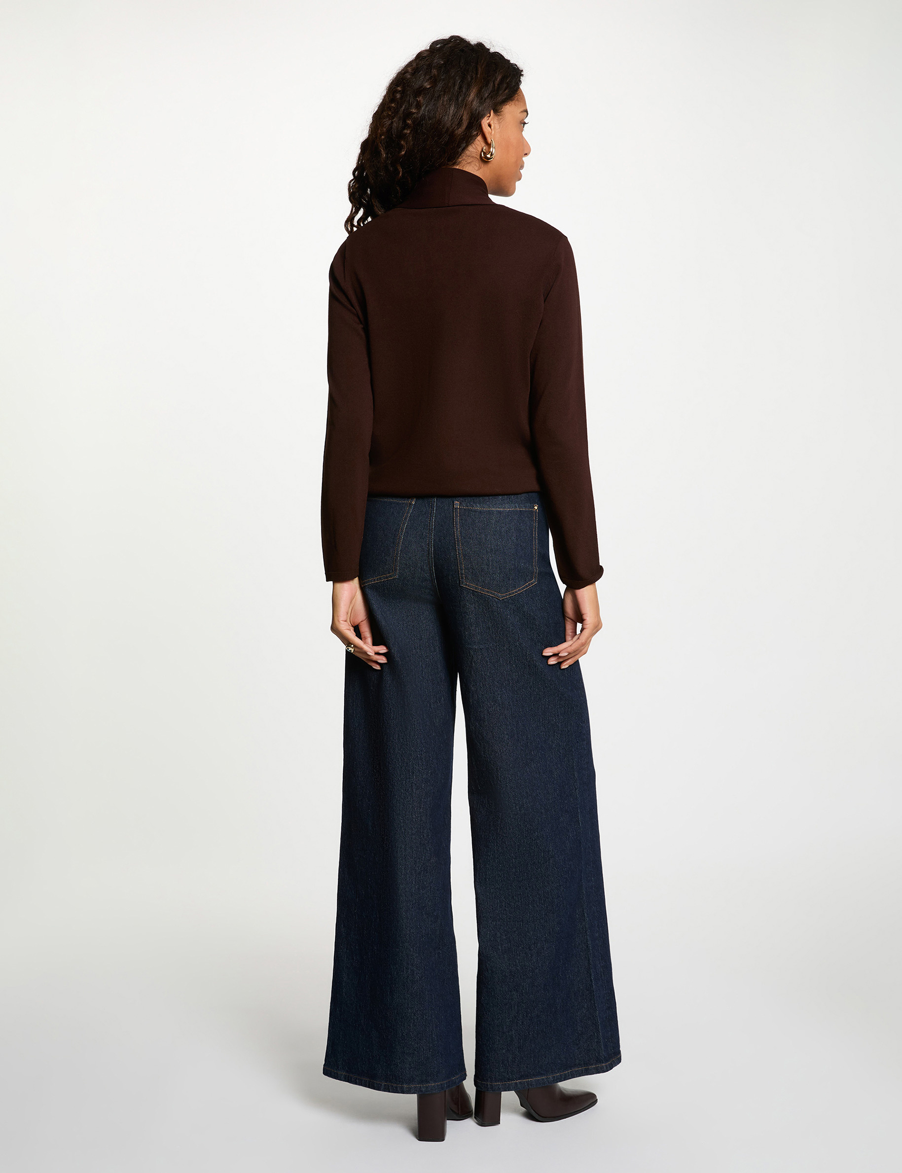 Pullover mit Schalkragen dunkelbraun damen