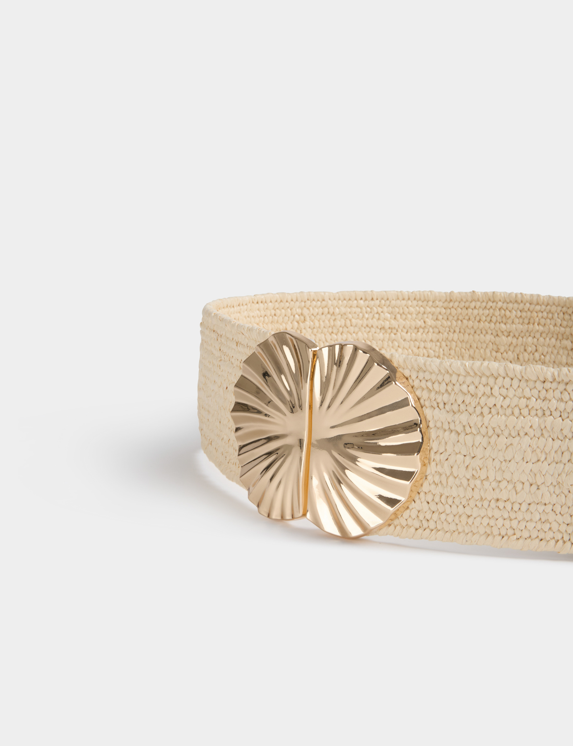 Ceinture large &eacute;lastique beige femme