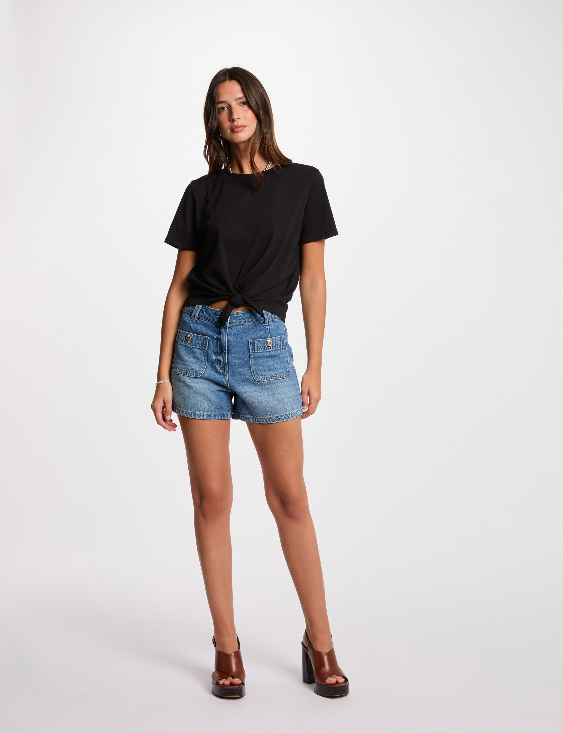 t shirt mit kurzen armeln schwarz damen T-shirt mit kurzen Ärmeln schwarz damen