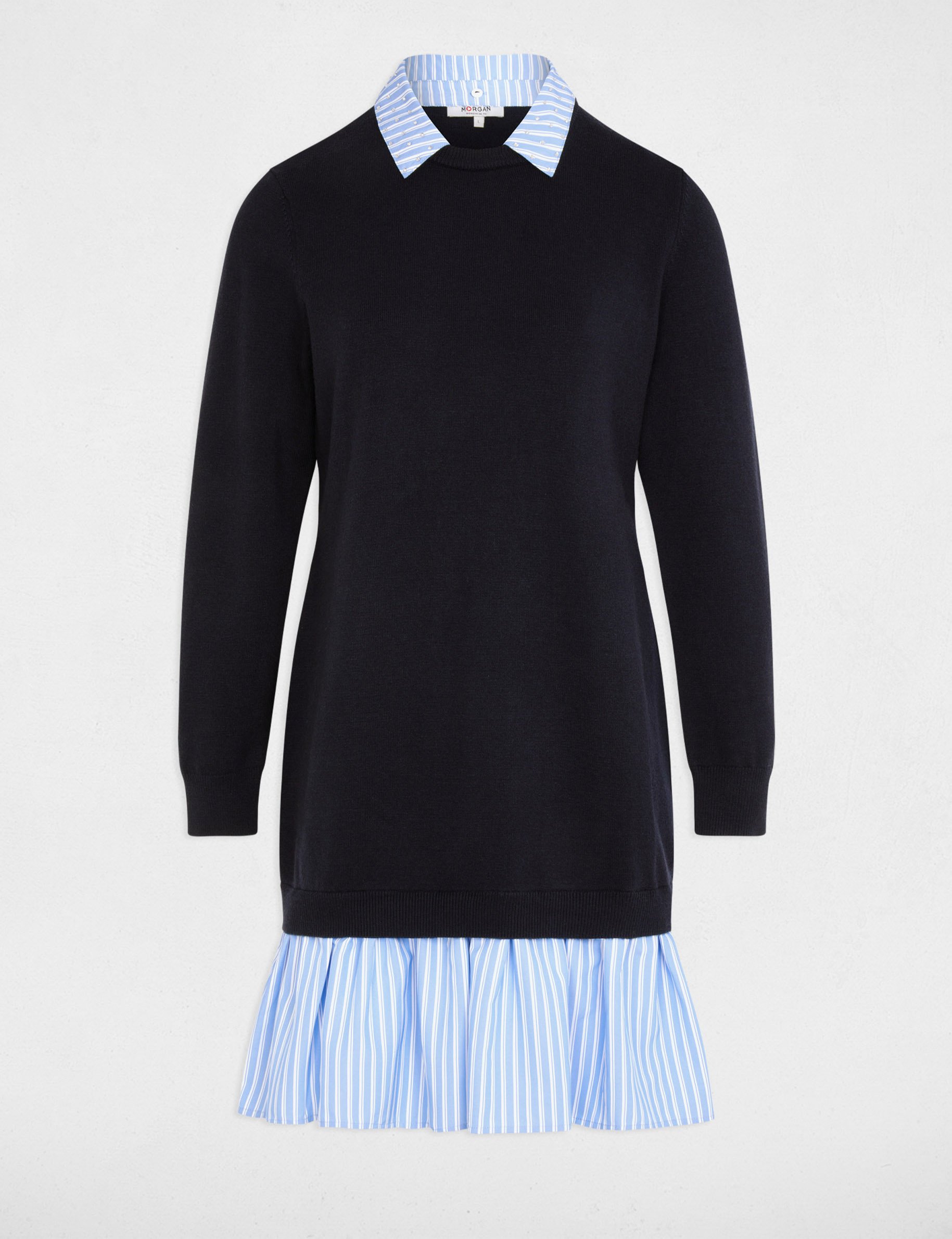 Strickkleid mit Reverskragen marineblau damen