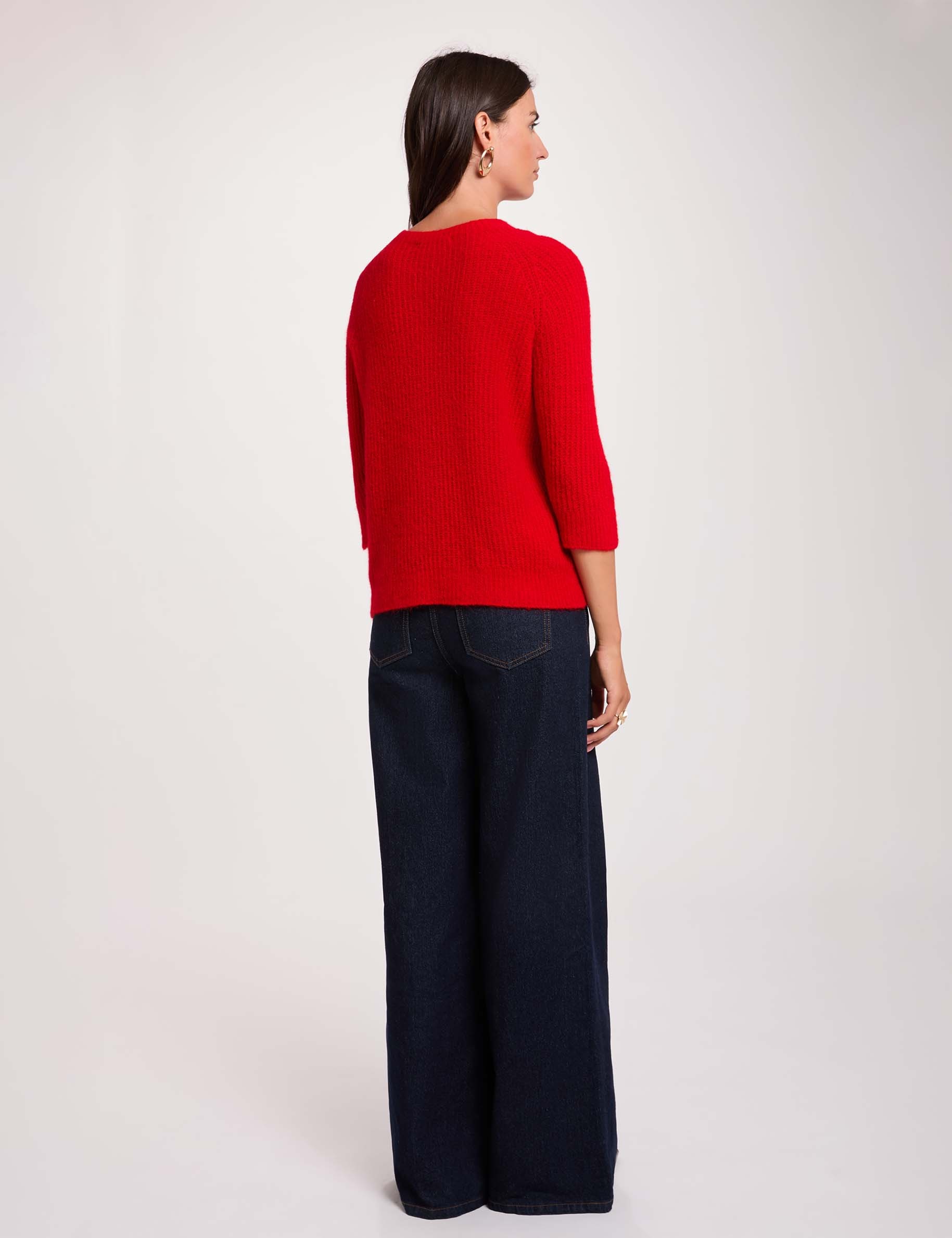 Flauschiger Strickpullover rot damen