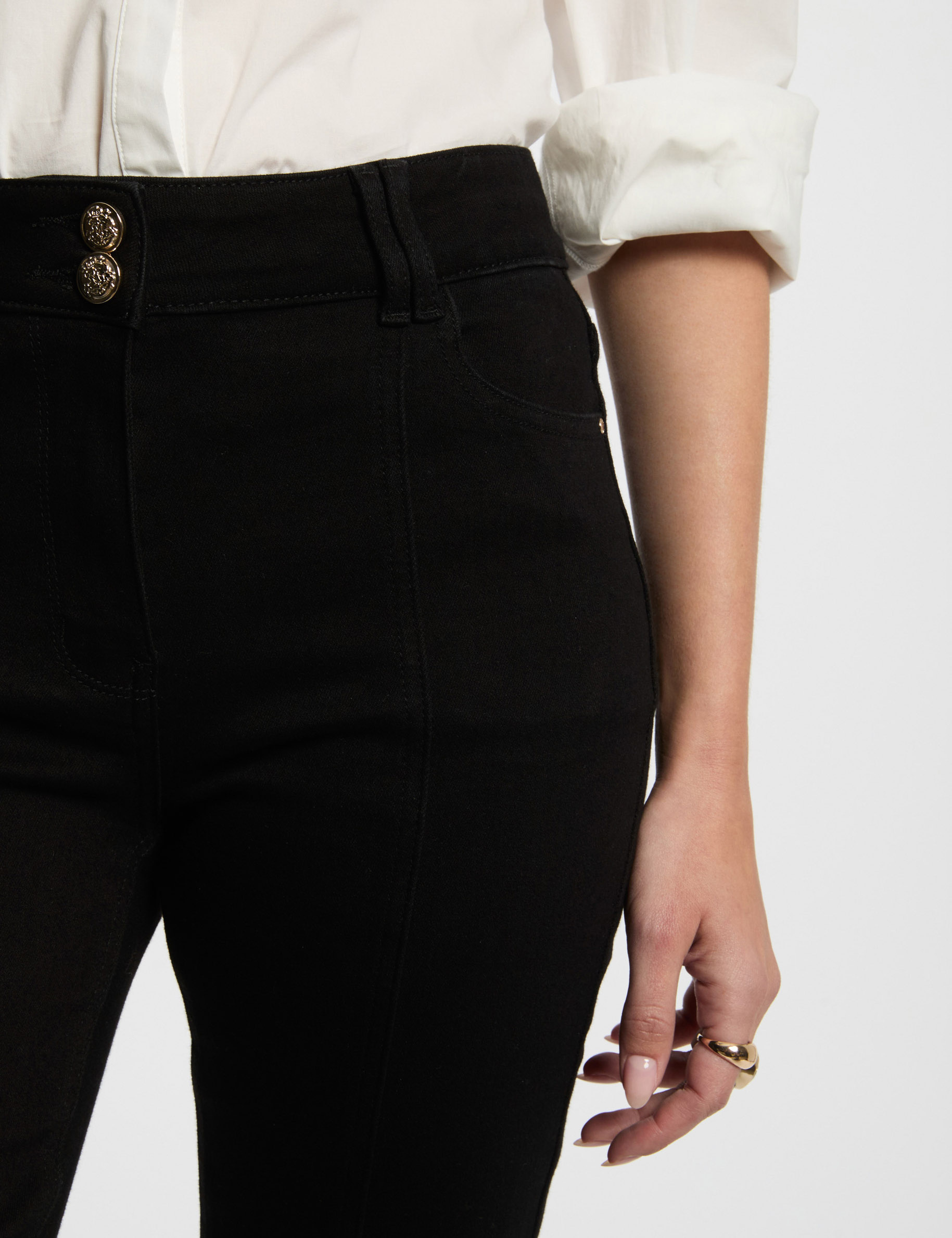 Bootcut-Jeans mit Schlitzen schwarz damen