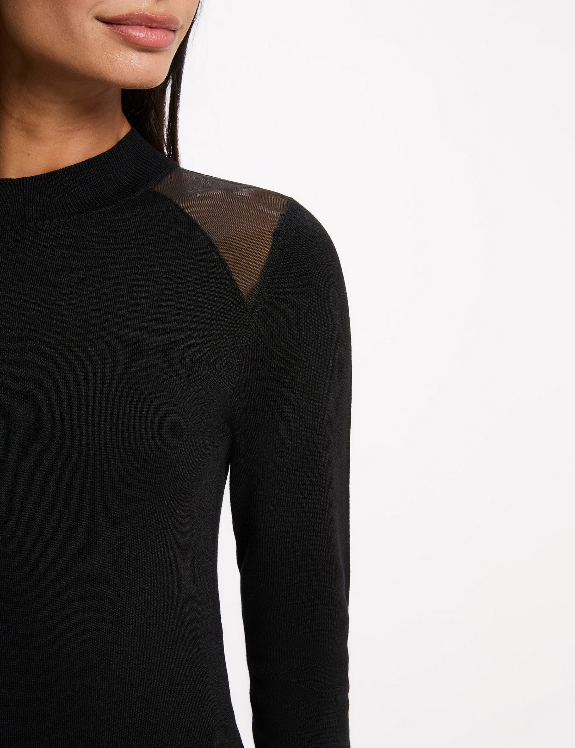 Body mit transparentem Schulterbereich schwarz damen