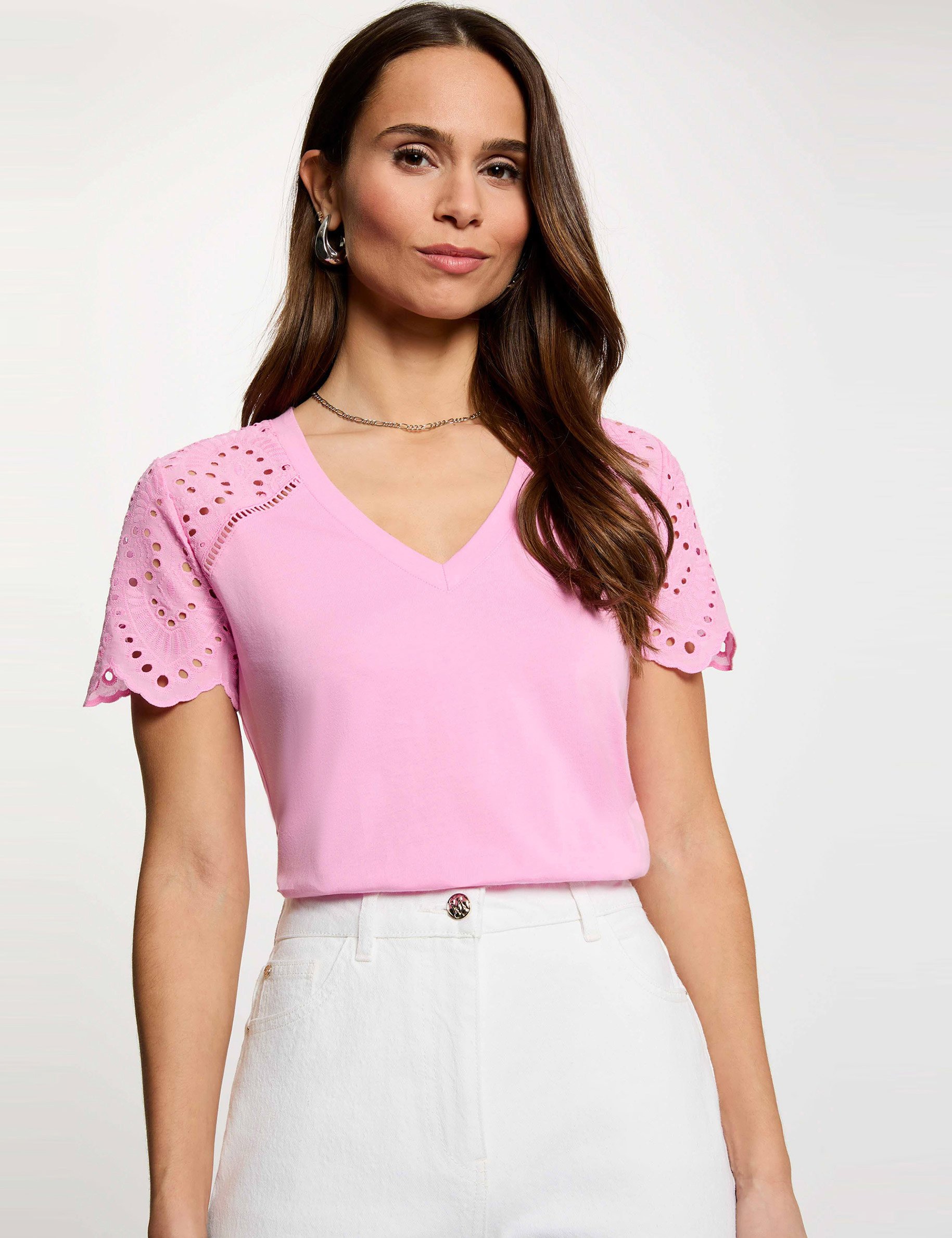 T-shirt manches courtes rose femme