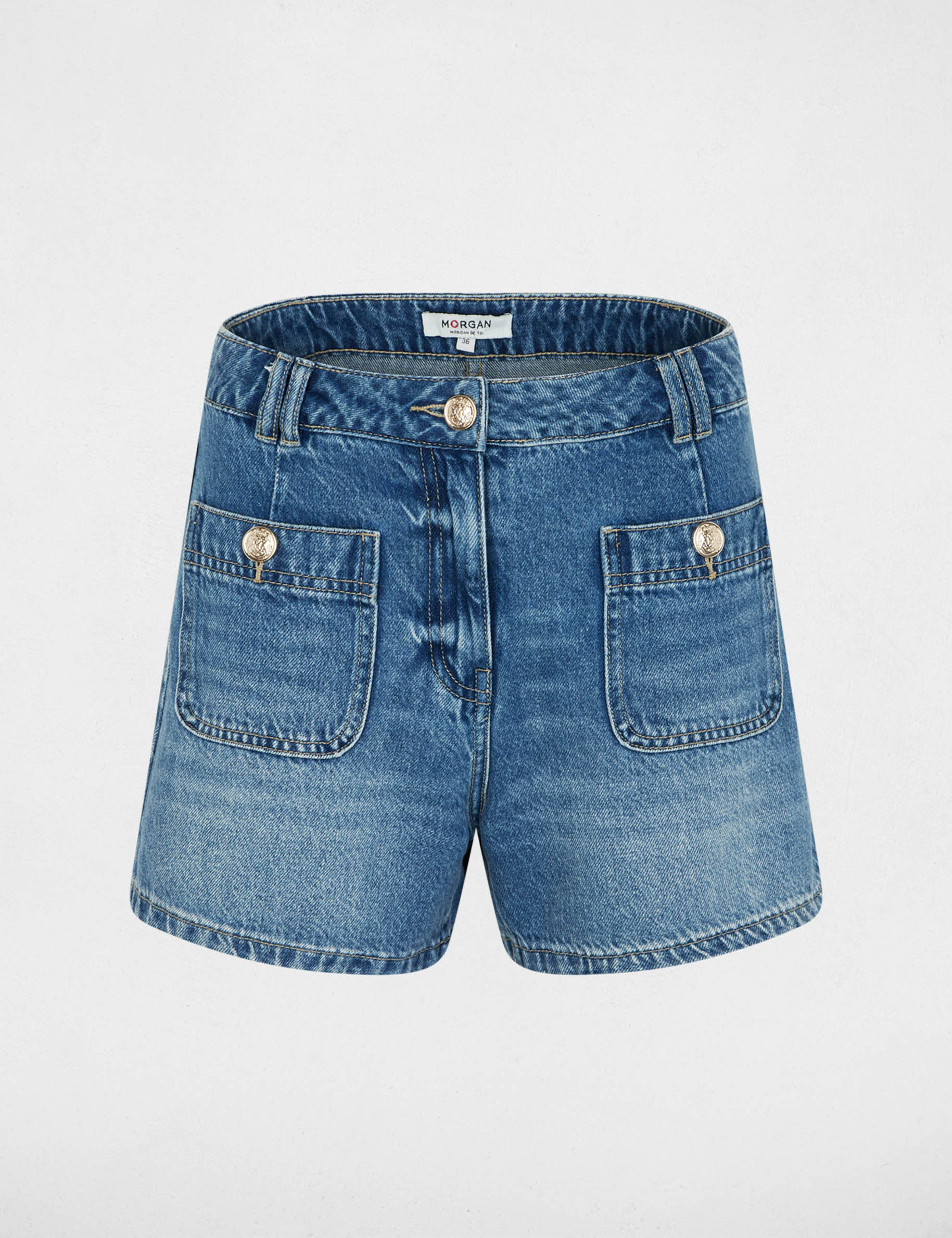 Short slim en jean denim stone femme