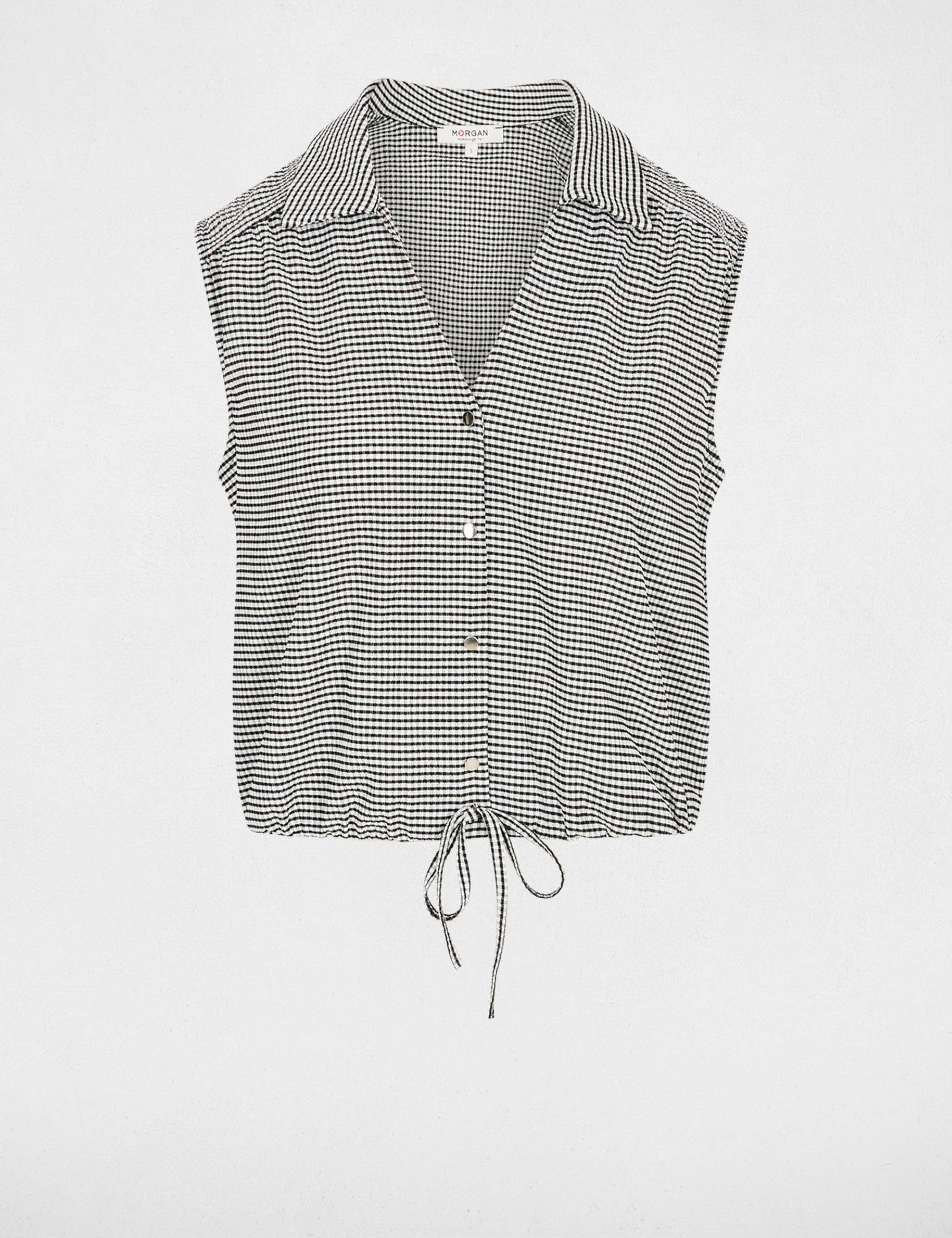 Chemise nou&eacute;e sans manches noir femme