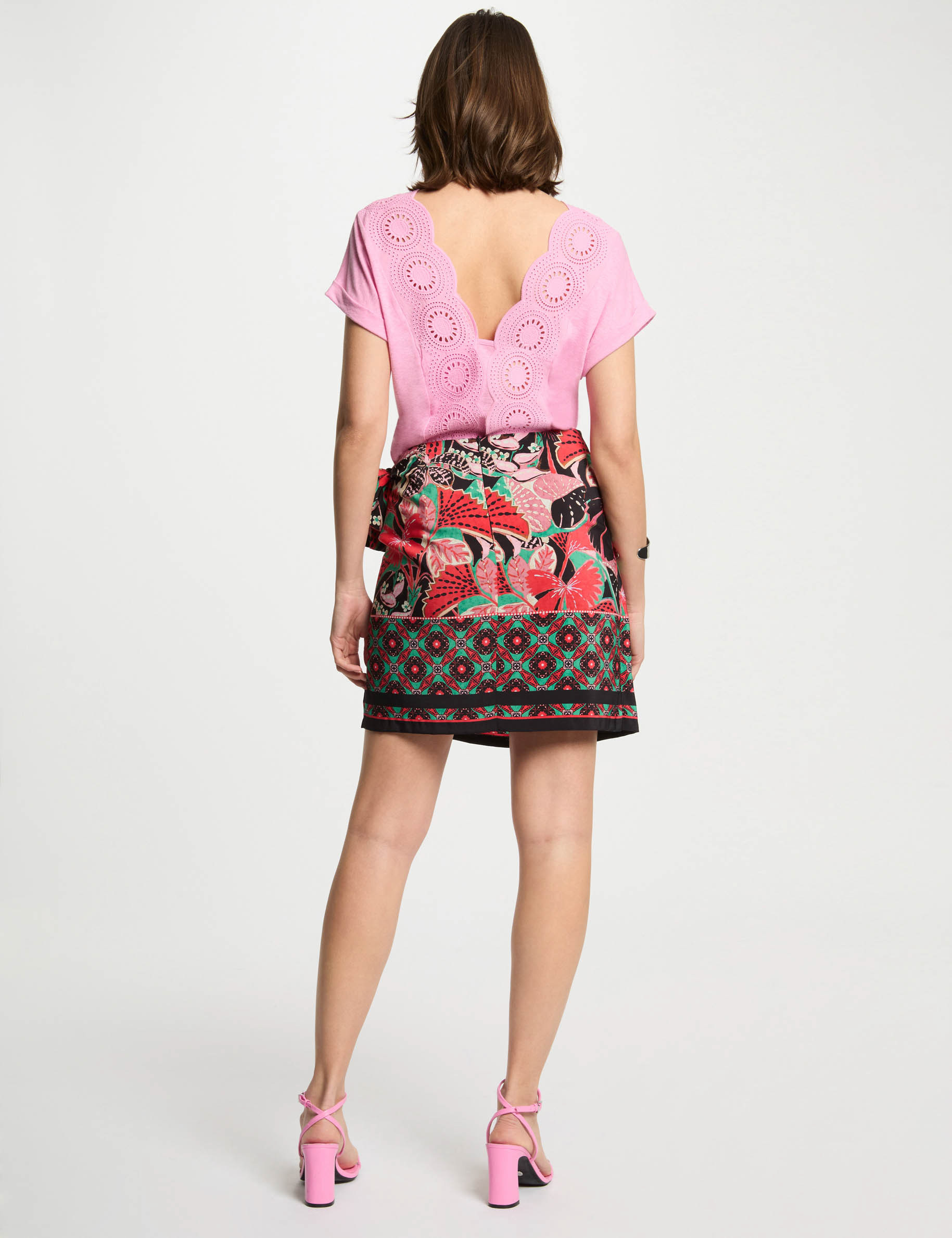 Jupe nouée imprimée multicolore femme