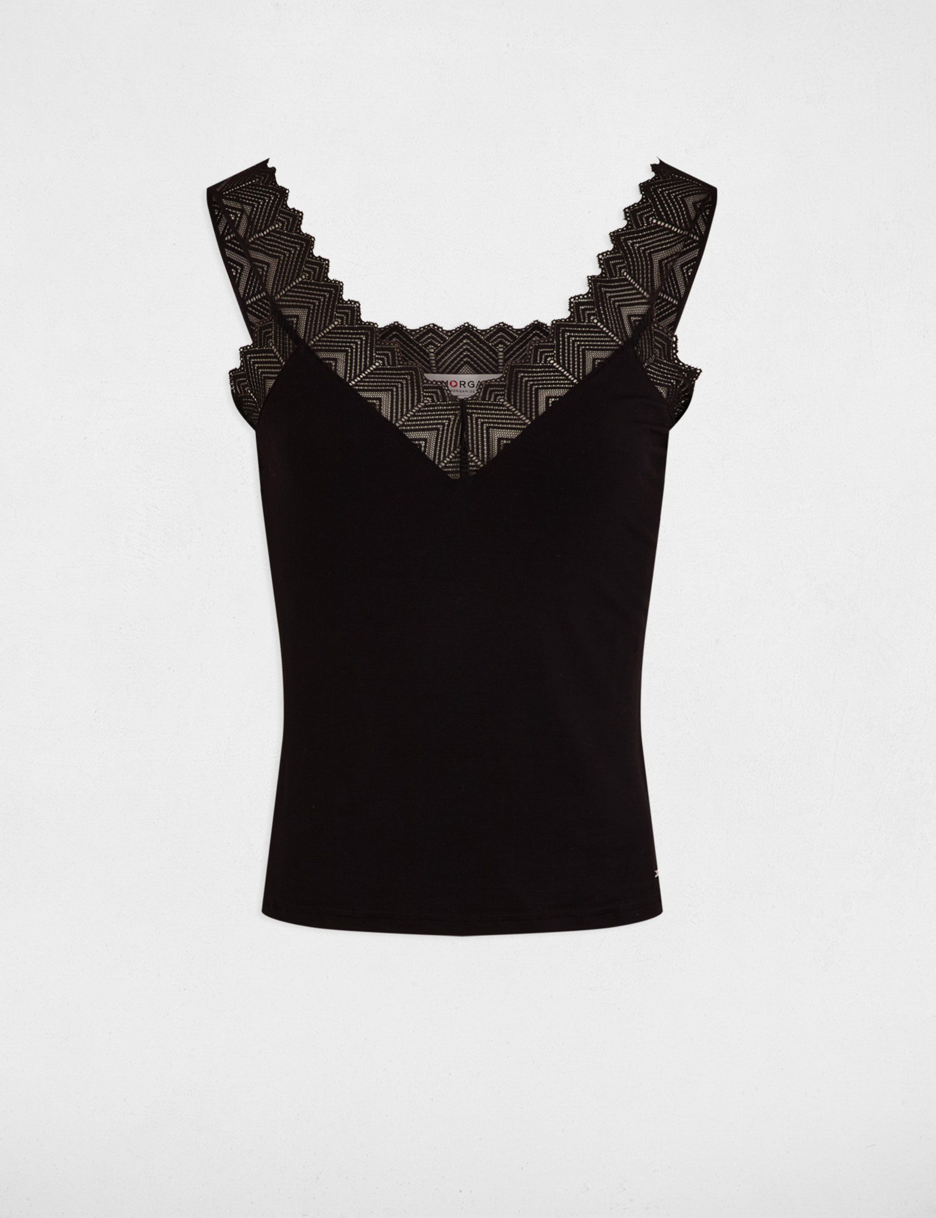 debardeur a dentelle noir femme Débardeur à dentelle noir femme