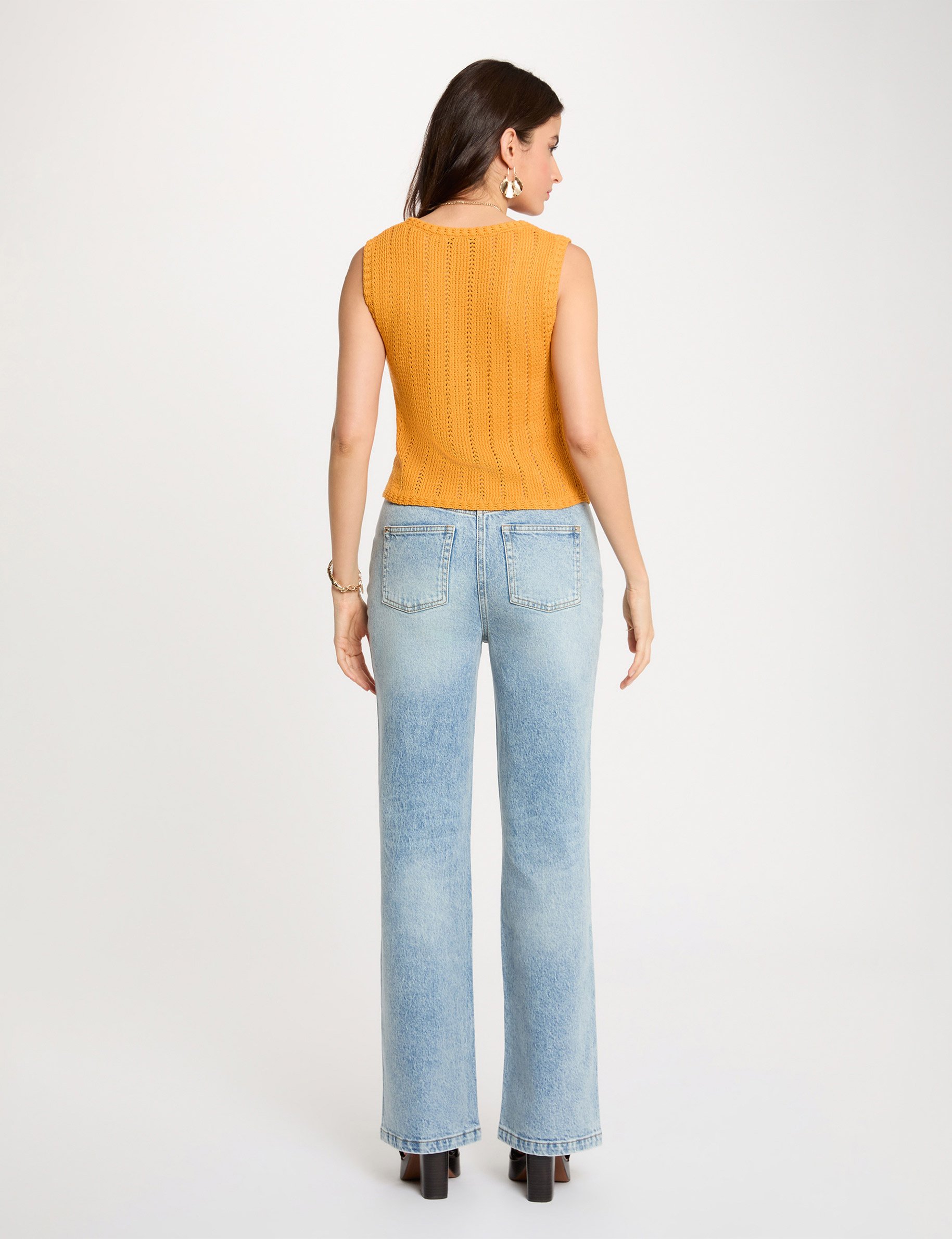 Gilet ajust&eacute; sans manches orange fonc&eacute; femme