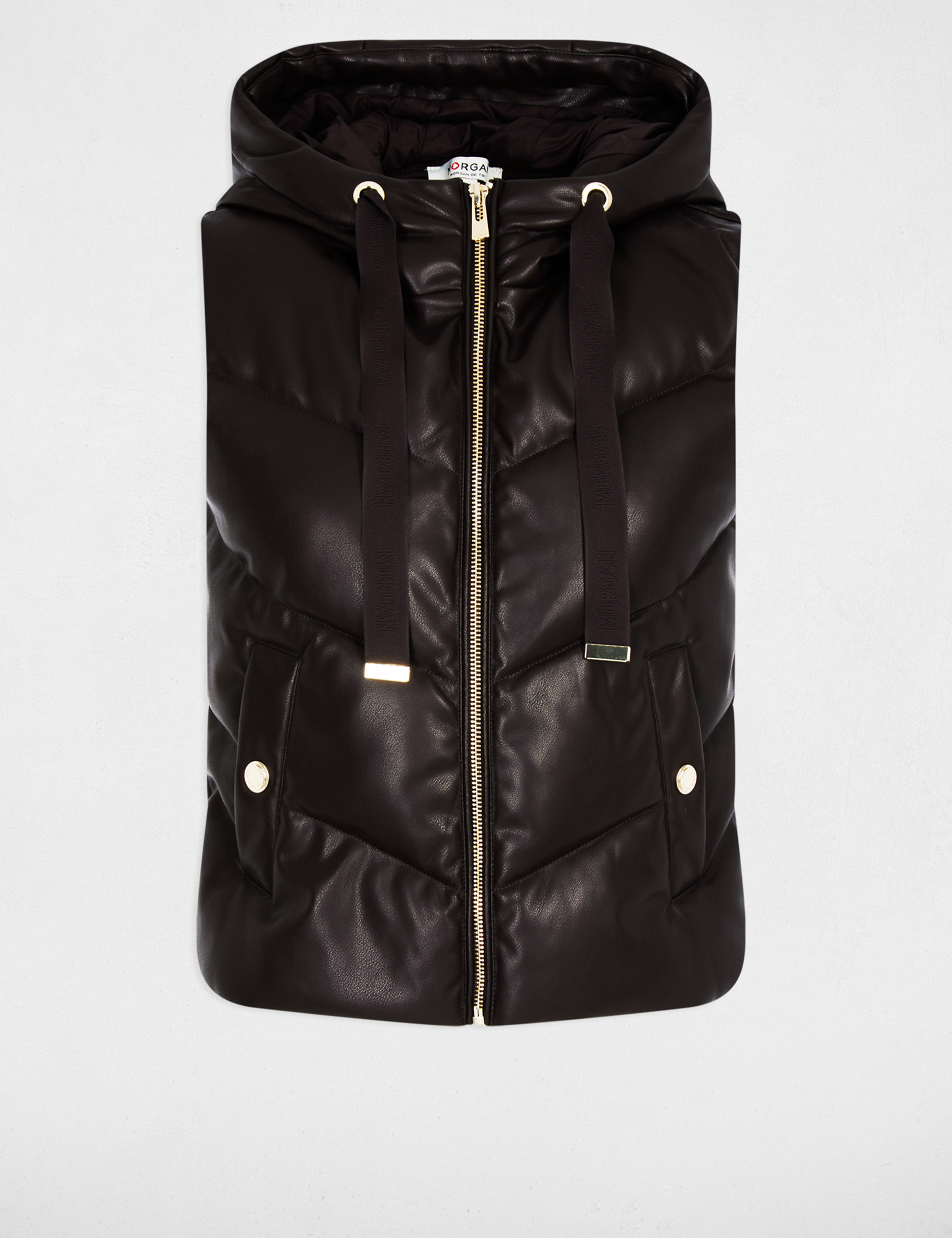Gerade Daunenjacke mit Kapuze dunkelbraun damen