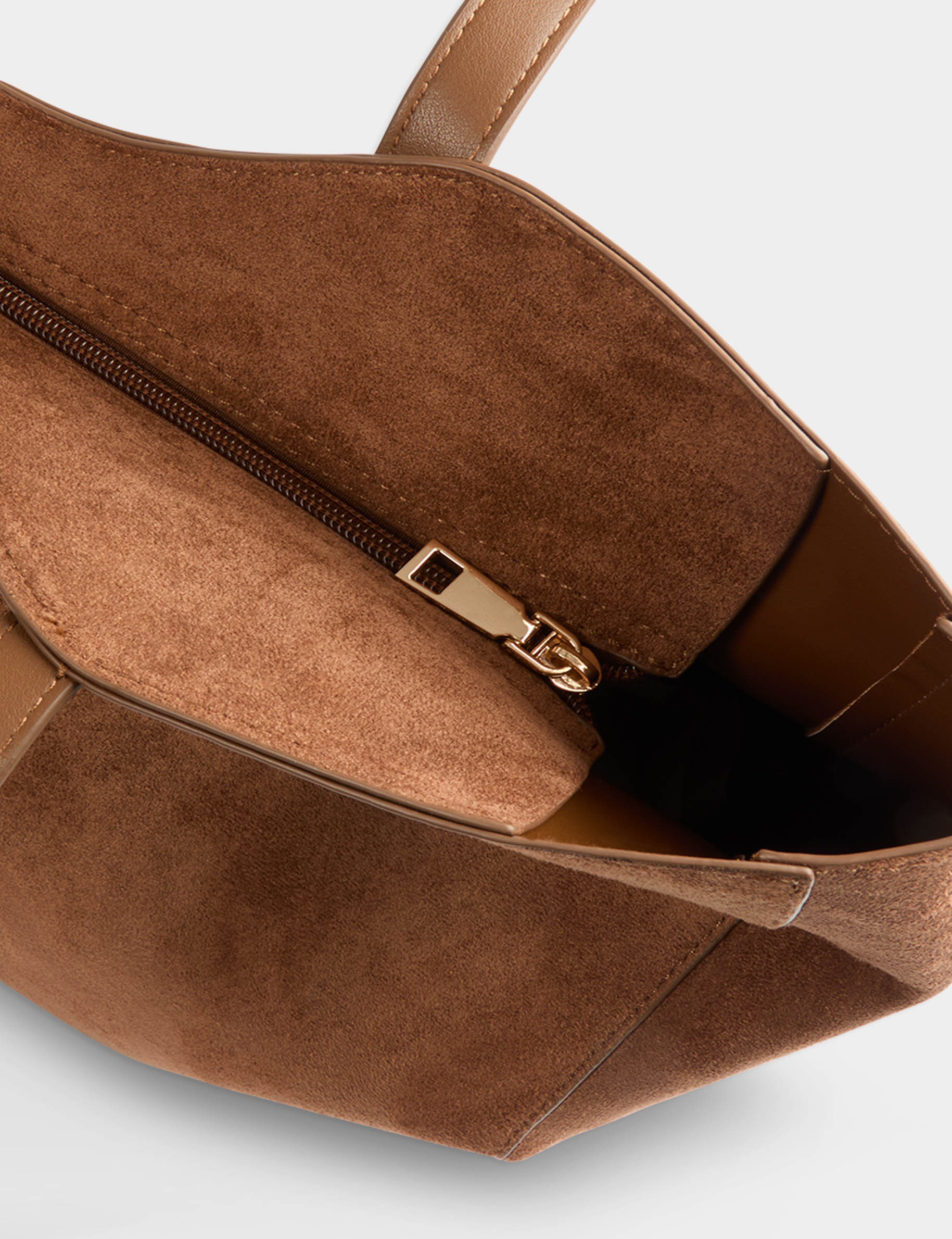 Shopper aus Wildlederoptik cognacbraun damen