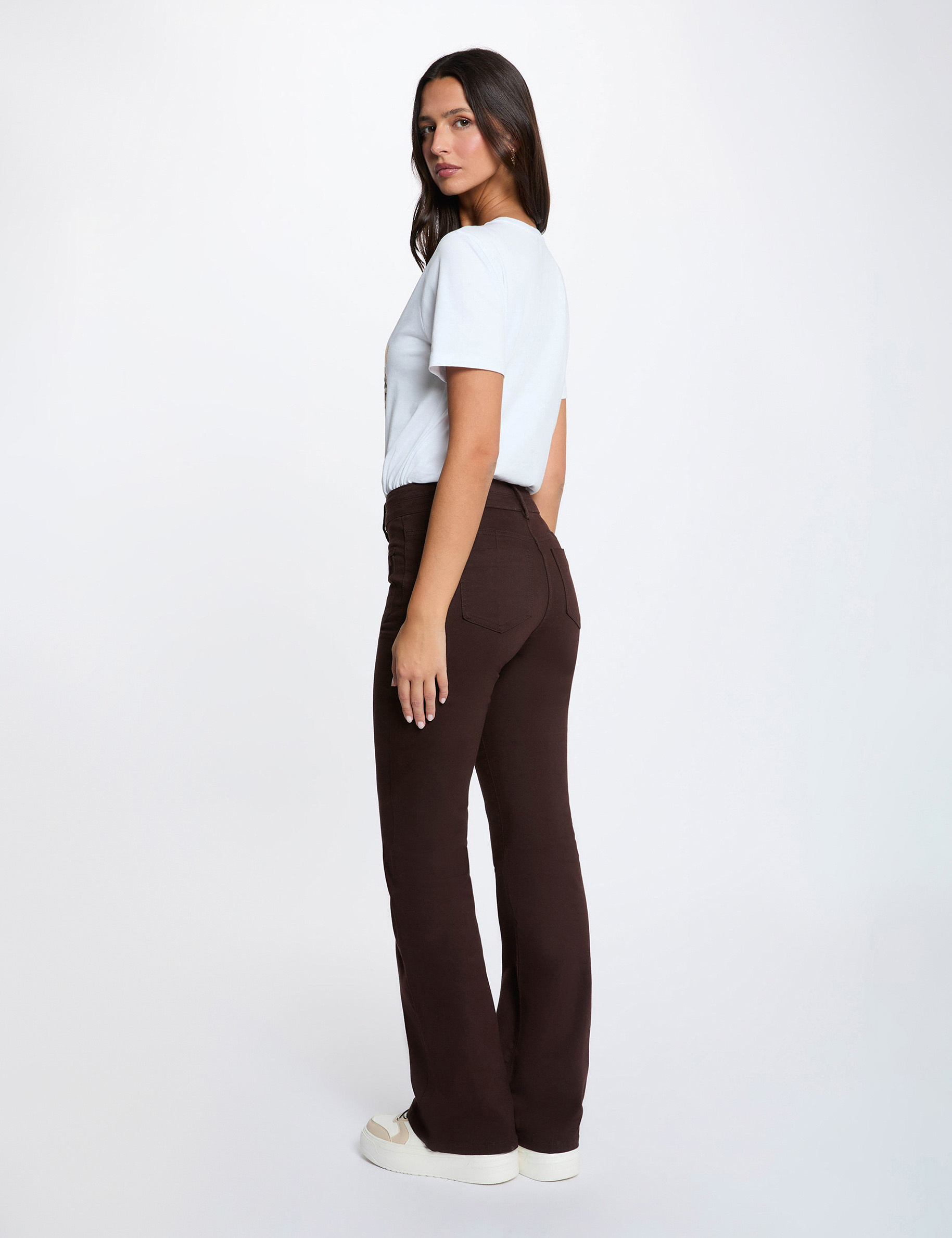 Pantalon bootcut marron fonc&eacute; femme