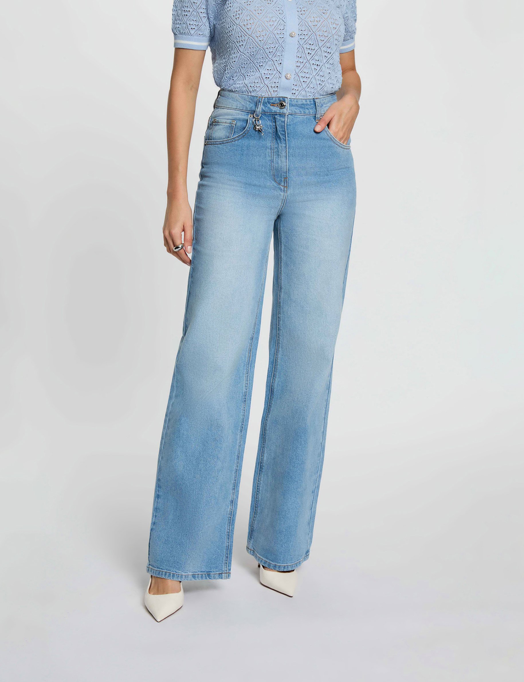 Weit geschnittene hochgeschnittene Hose double stone denim damen