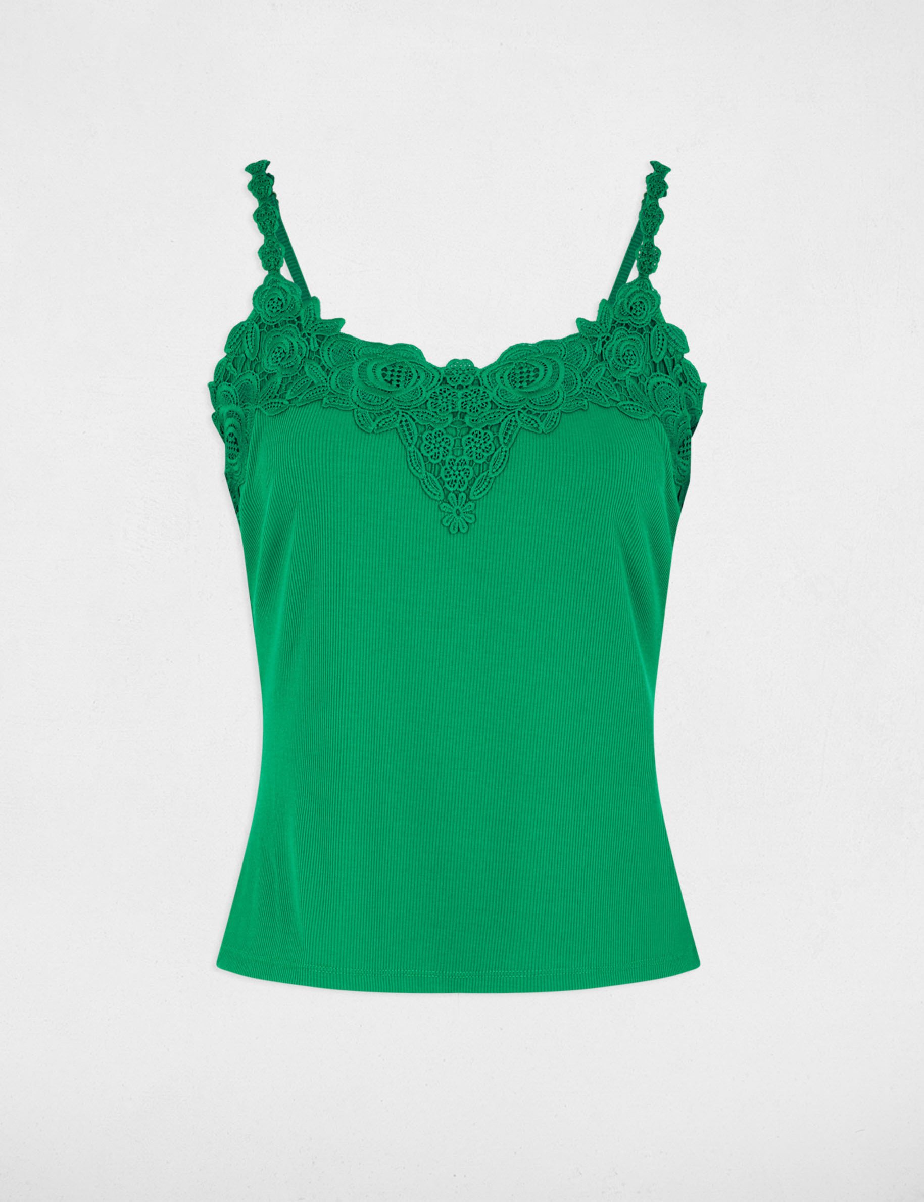 Spitzen-Top mit eckigem Ausschnitt wiesengr&uuml;n damen