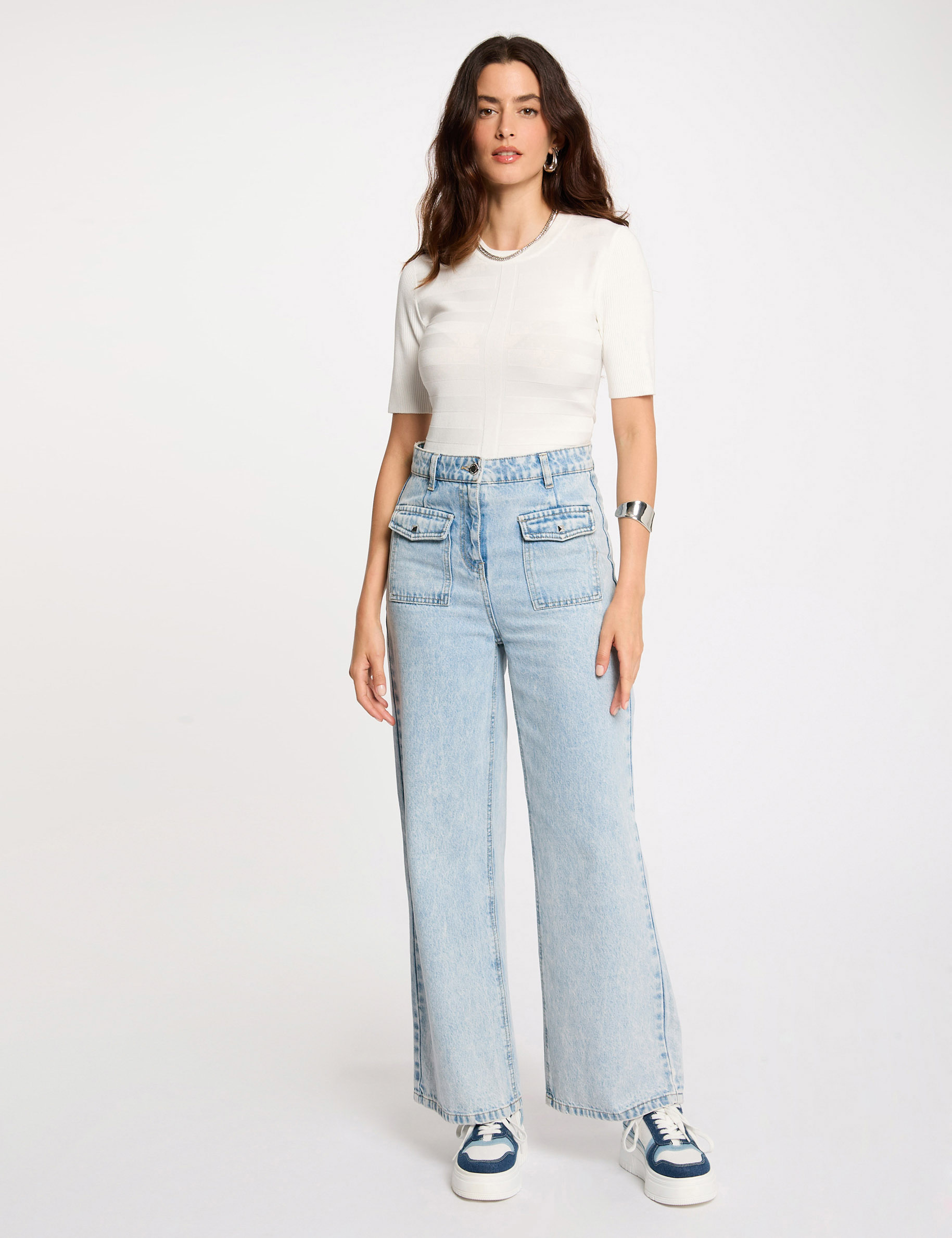 pull col rond manches courtes ivoire femme Pull col rond manches courtes ivoire femme