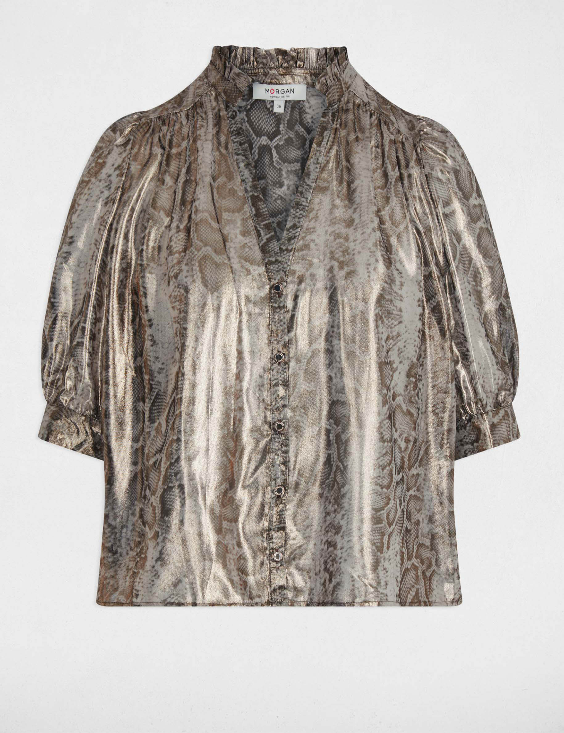 chemise ajustee manches bouffantes multicolore femme Chemise ajustée manches bouffantes multicolore femme