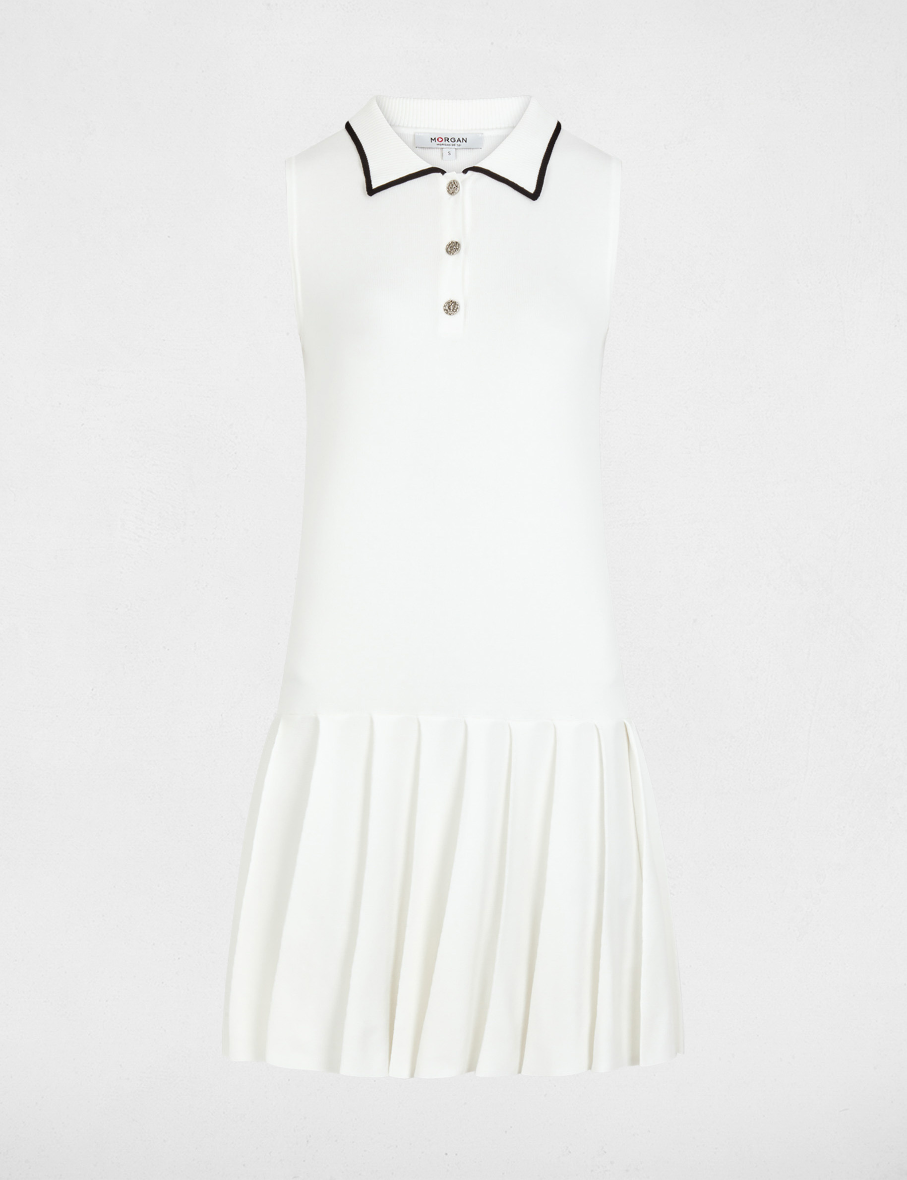 Strickkleid mit Reverskragen weiss damen