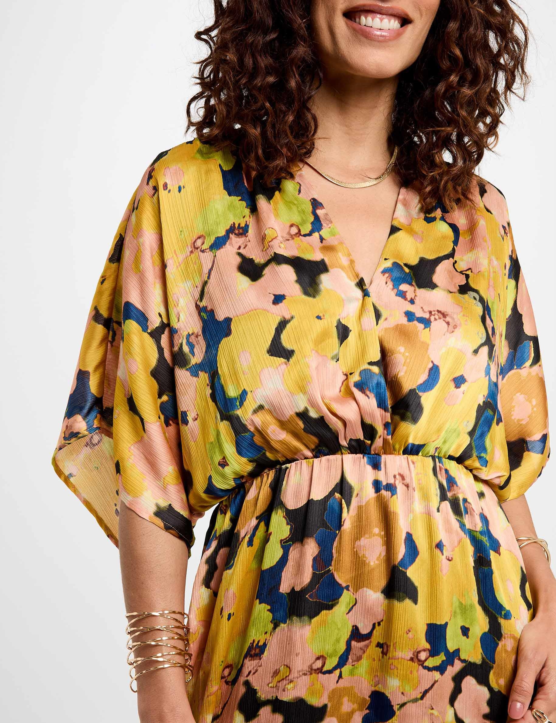 robe midi droite imprimee multicolore femme Robe midi droite imprimée multicolore femme